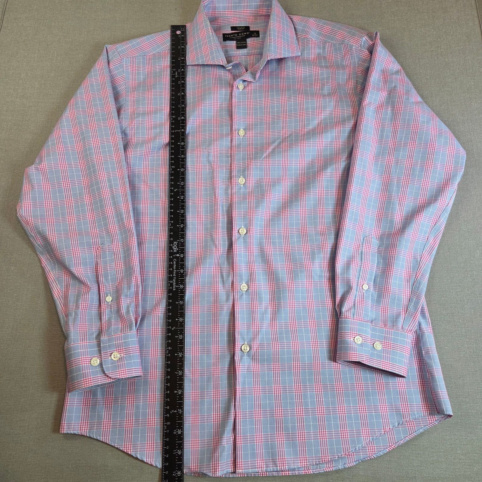 Pronto Uomo Pronto Uomo Slim Fit Plaid Dress Shirt 16 32/33 Size US M / EU 48-50 / 2 - 6 Thumbnail