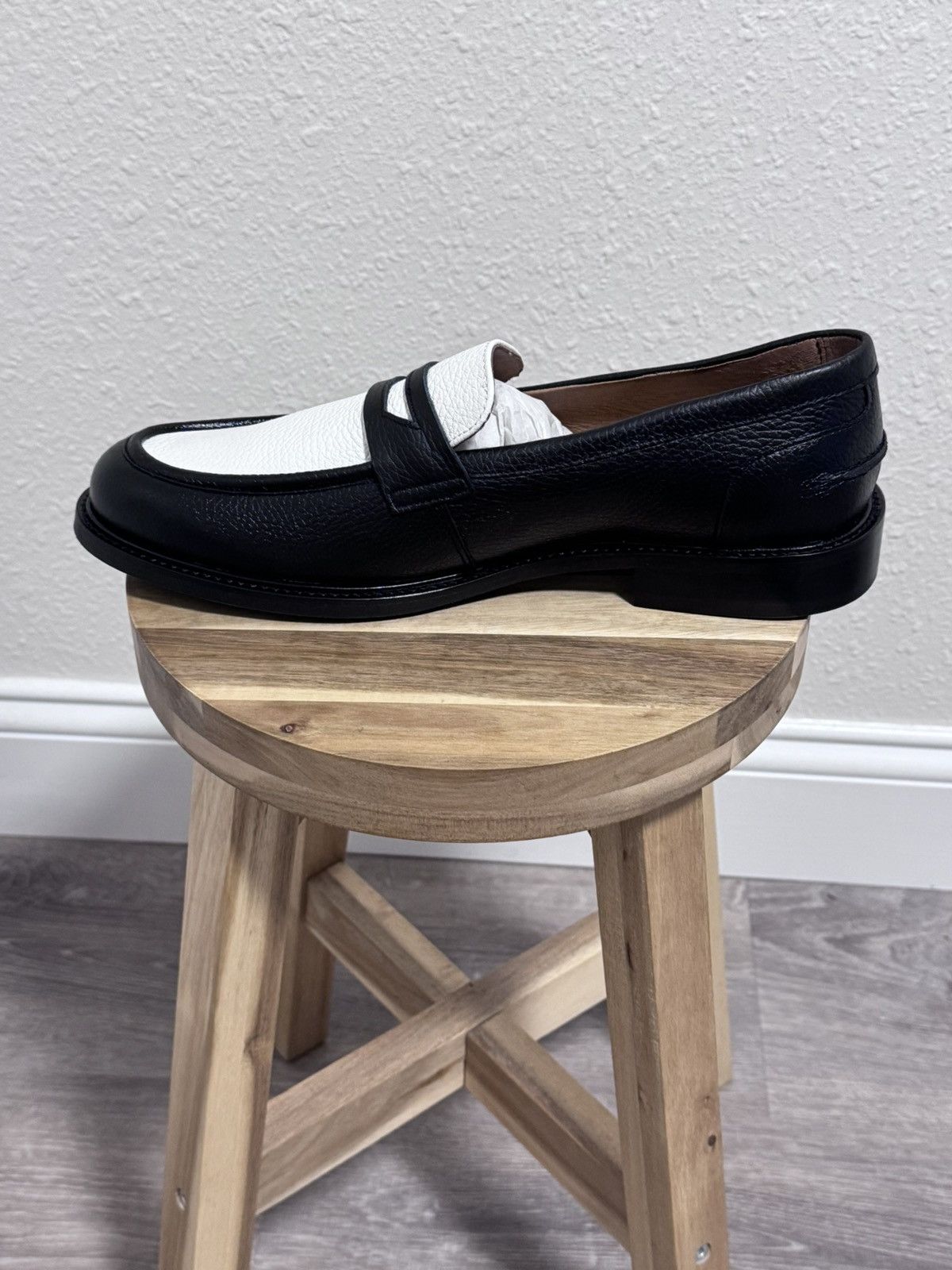 J.Lindeberg J.Lindeberg Dean Black White Leather Penny Loafers Size US 12 / EU 45 - 3 Thumbnail