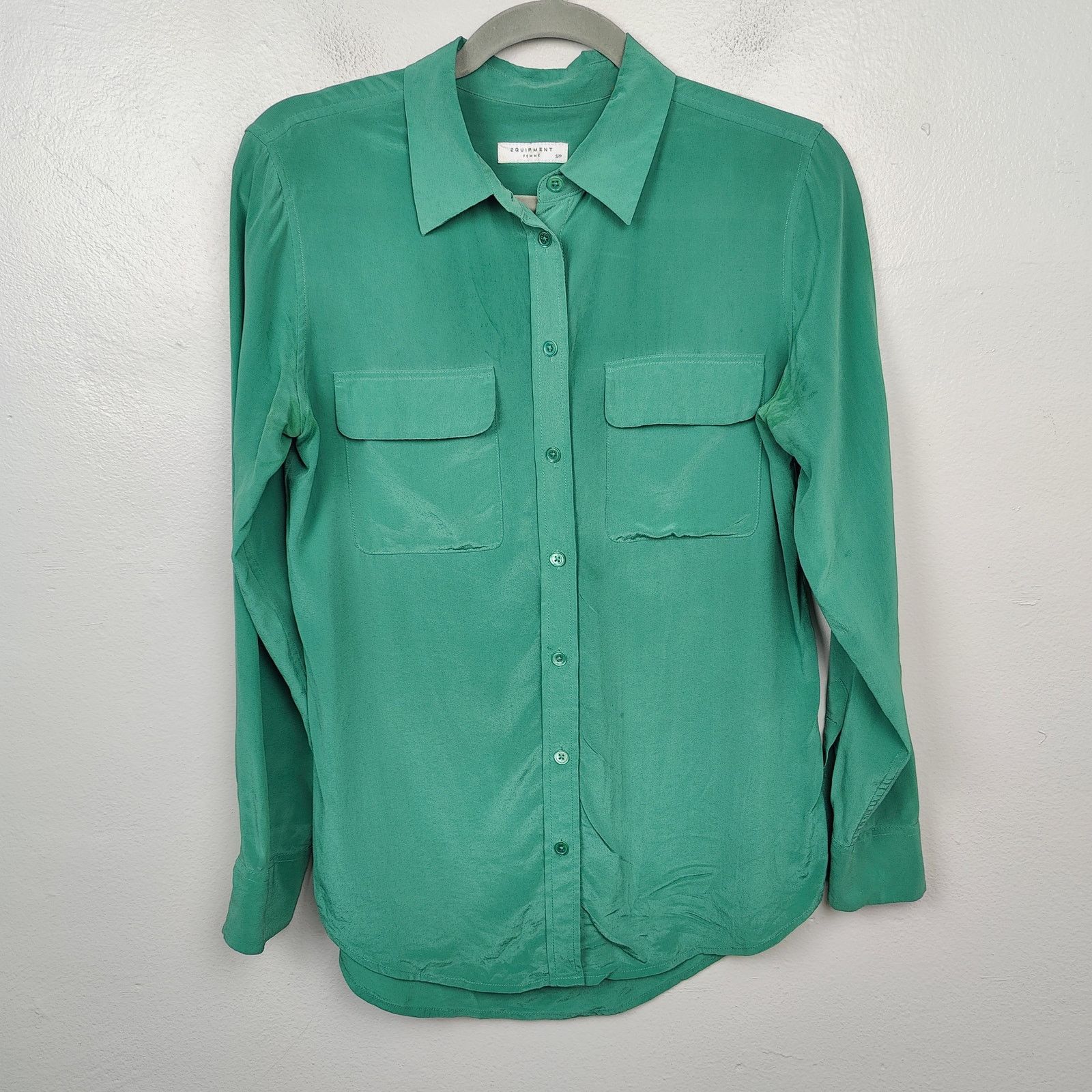Equipment Equipment Femme Signature Silk Top Womens Small Jewel Green Size S / US 4 / IT 40 - 1 Thumbnail