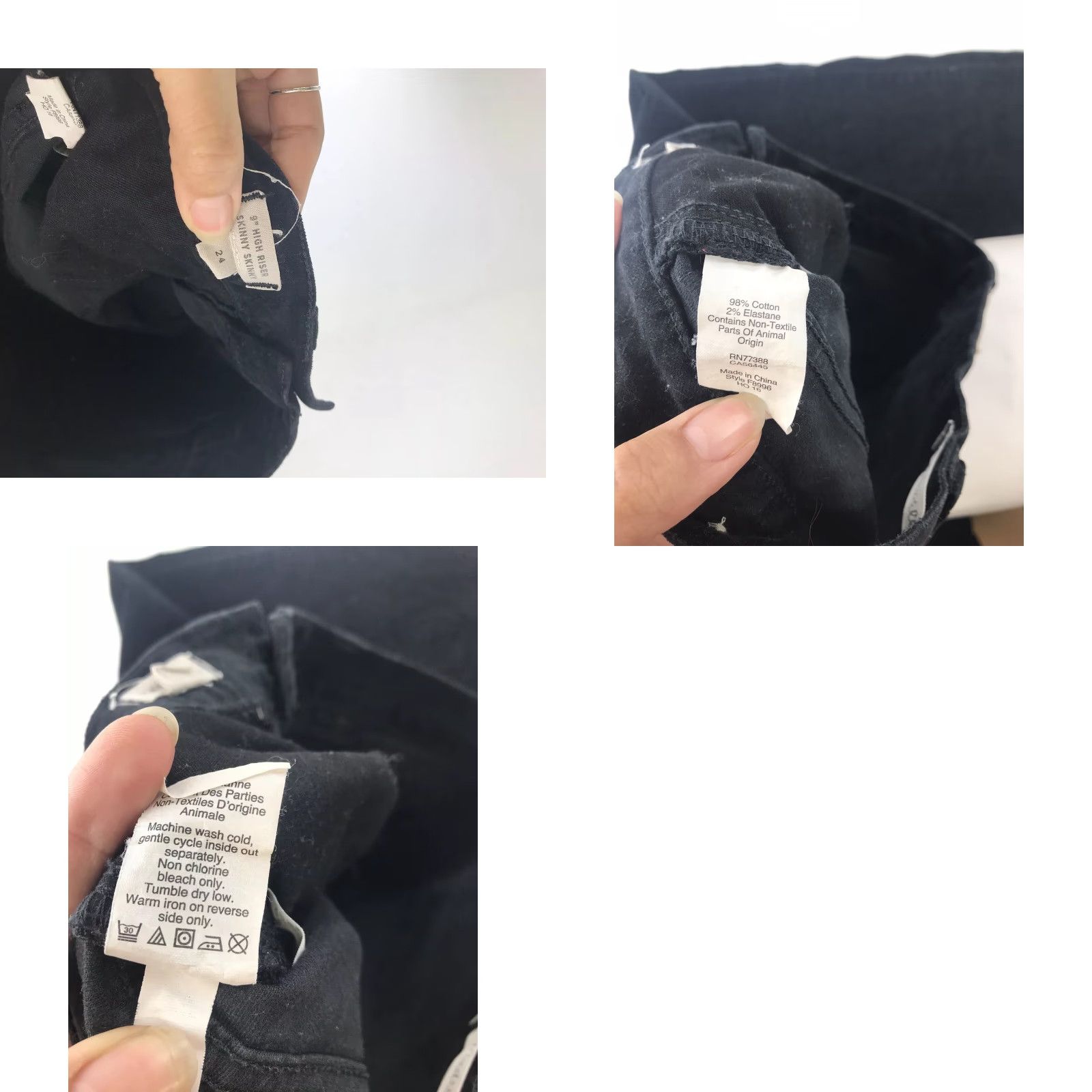 Madewell MADEWELL High Riser Velvet Skinny Women's 24 Black Velveteen Jeans EUC Size 42" / US 20 - 8 Thumbnail