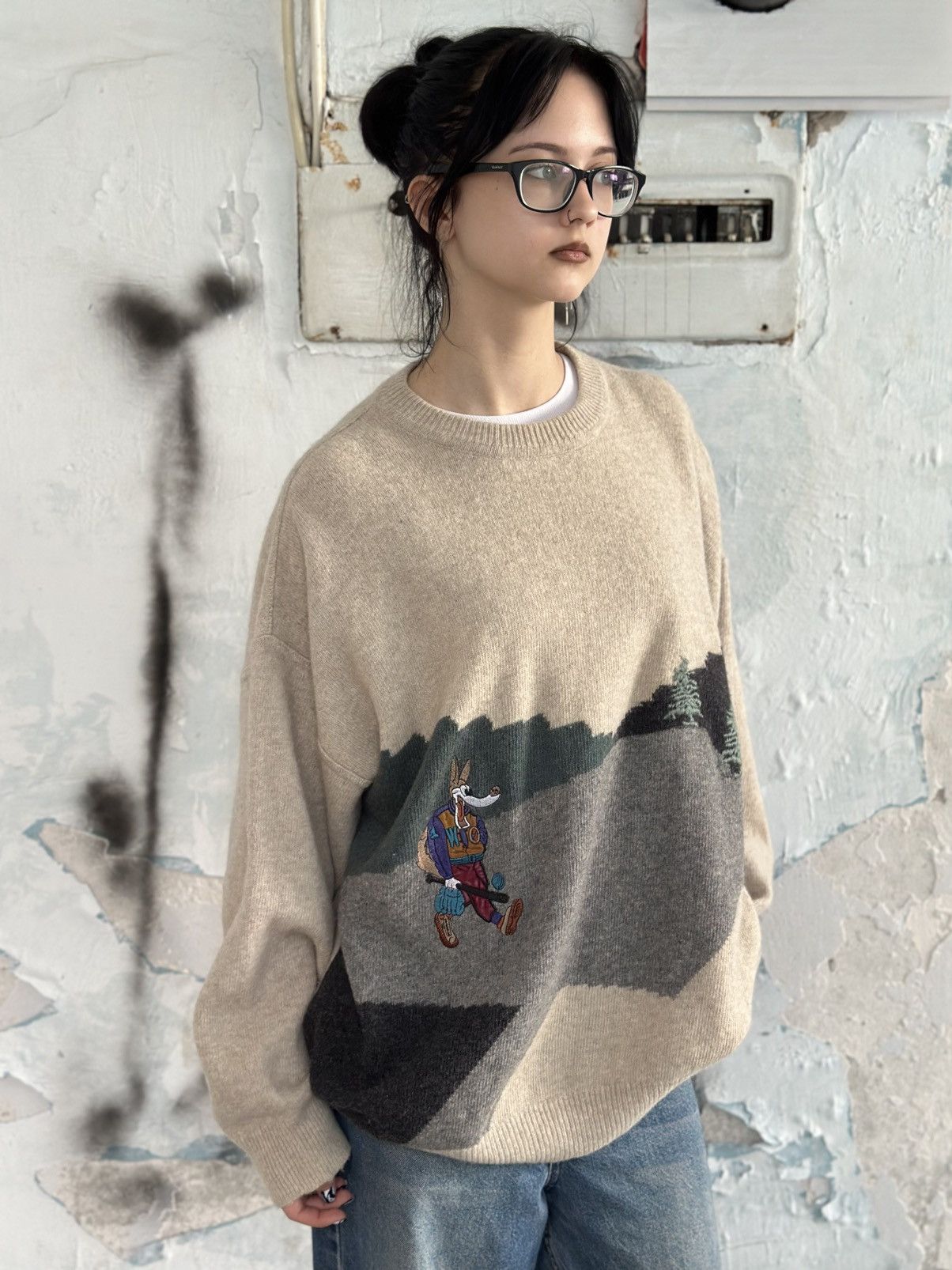 Aran Isles Knitwear VTG Knit Wool Sweater Wolf Size L 90s USA Hype Trend Staff Size US L / EU 52-54 / 3 - 1 Thumbnail