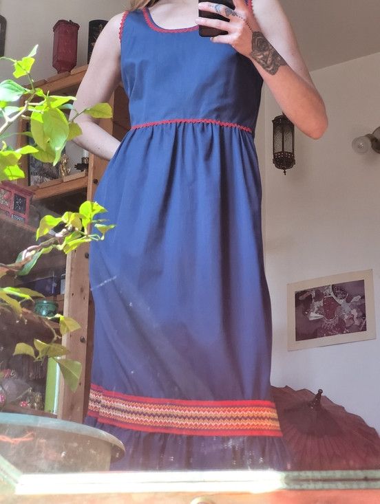 Vintage Perri-Ann Lingerie 60s Vintage Blue 2 Piece Maxi Dress - S Size S / US 4 / IT 40 - 8 Thumbnail