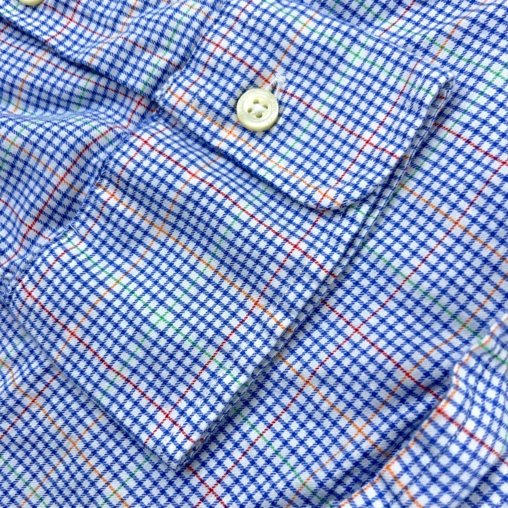 Polo Ralph Lauren Polo Ralph Lauren Shirt Men Large Blue Button Up Dress Glen Plaid Cotton Size 42R - 6 Thumbnail
