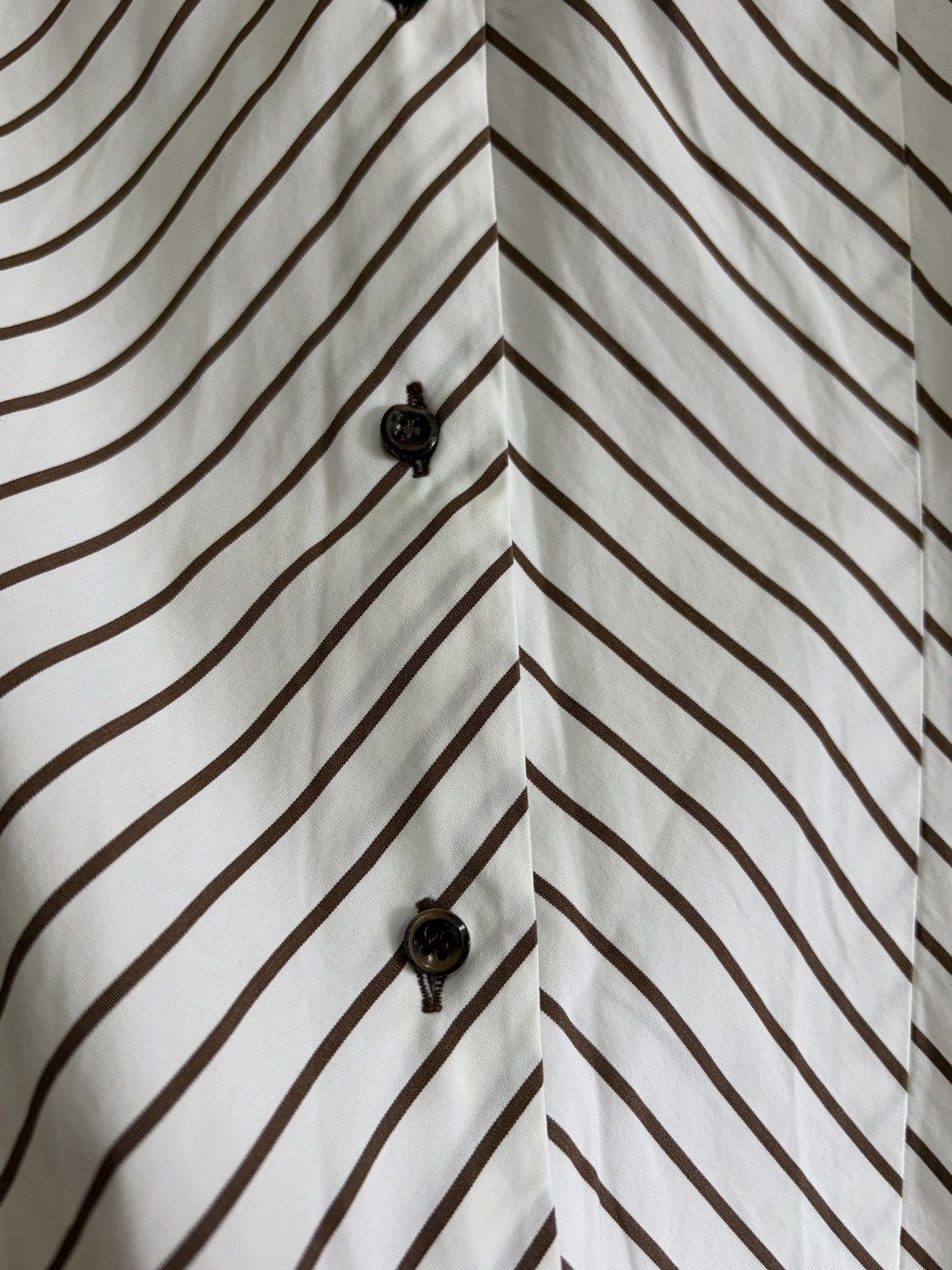 Moncler Moncler Brown White Chevron Stripe Dagger Collar Shirt Sz 46 Size L / US 10 / IT 46 - 5 Thumbnail