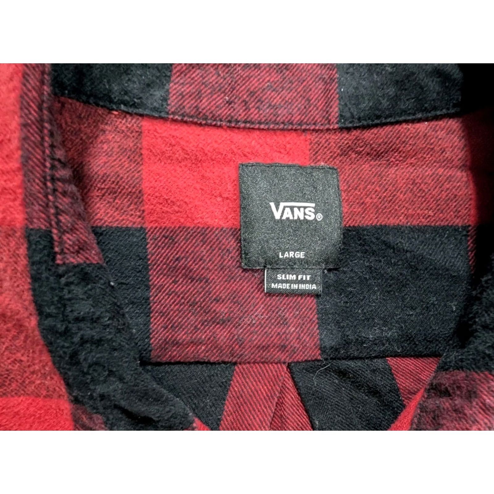 Vans VANS Off The Wall Flannel Shirt Mens Large Slim Fit Red Plaid Sleeve Button Up Size US L / EU 52-54 / 3 - 3 Thumbnail