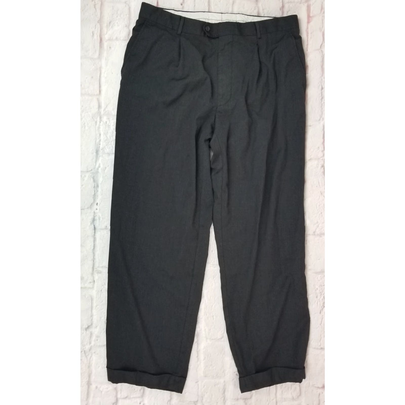 Vintage VINTAGE Hugo Boss Mens Pants Size 38 X 29 Black Pleated Front Straight Dress Slack Wool Size US 38 / EU 54 - 3 Thumbnail