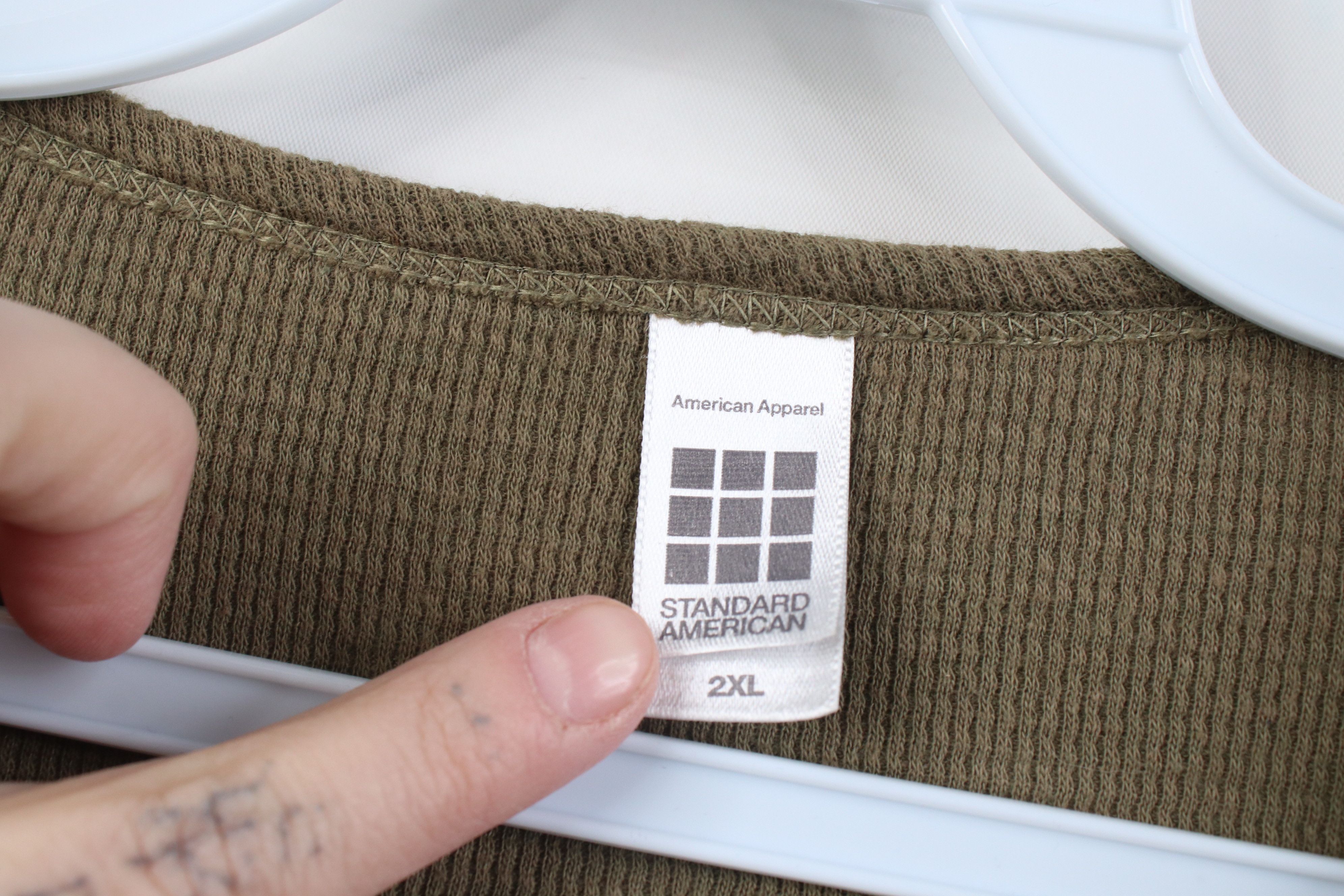 Vintage Vintage Y2K American Apparel Thermal Waffle Knit T-Shirt USA Size US XXL / EU 58 / 5 - 6 Thumbnail