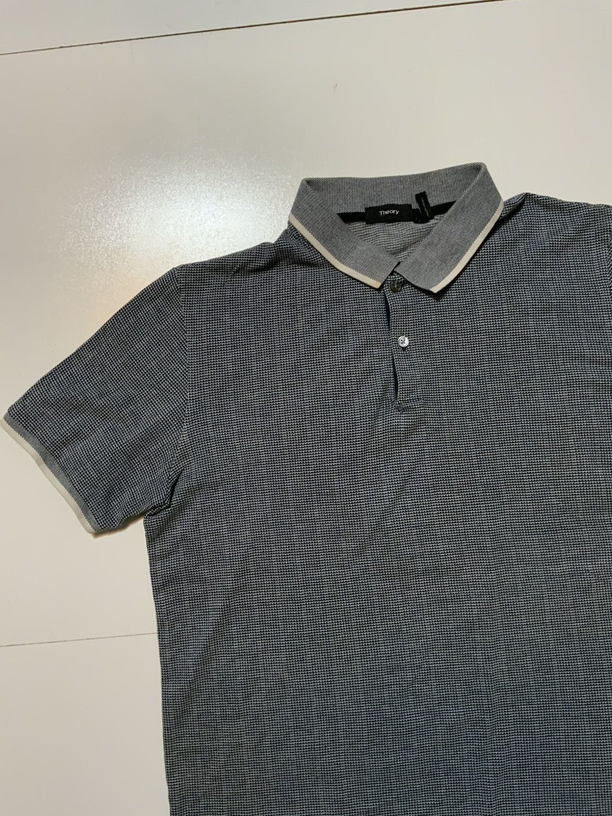 Theory $129 Theory Jacquard Band Ticking Short Sleeve Polo Shirt Size US XL / EU 56 / 4 - 4 Thumbnail
