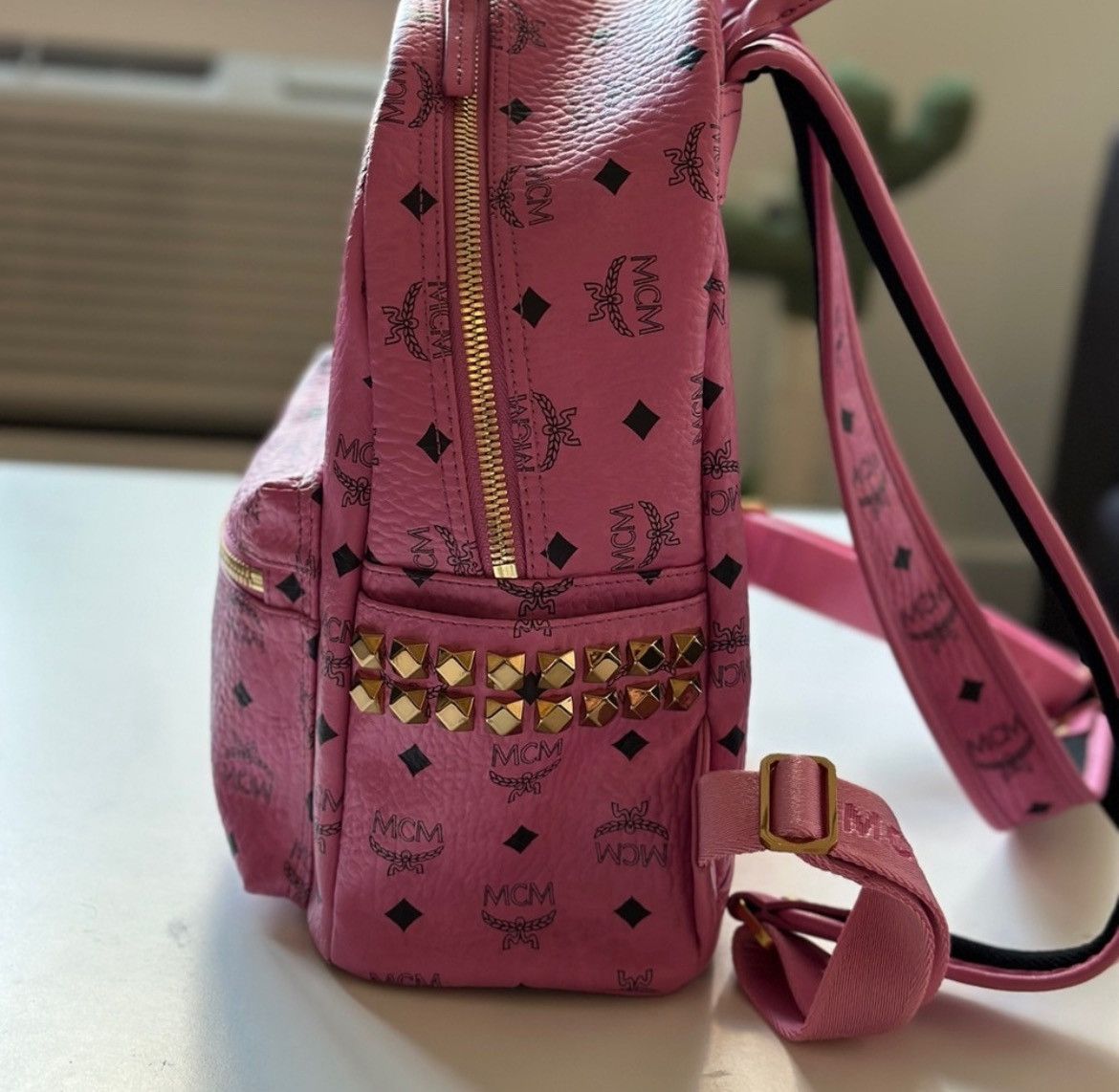MCM RARE Discontinued MCM Small Stark Studded Pink backpack Size ONE SIZE - 4 Thumbnail