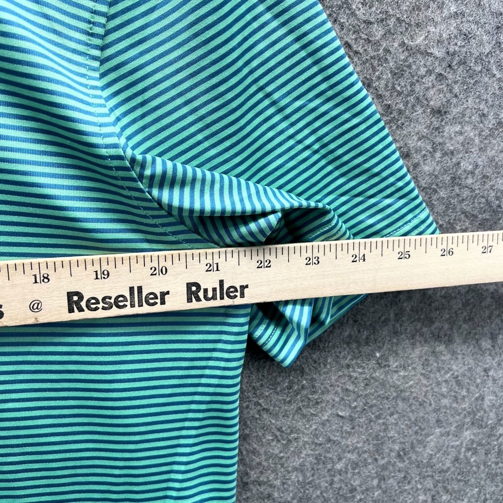 Izod IZOD Polo Shirt Men Medium Teal Blue Striped Polyester Golf Stretch Fit Shirt Size US M / EU 48-50 / 2 - 7 Thumbnail