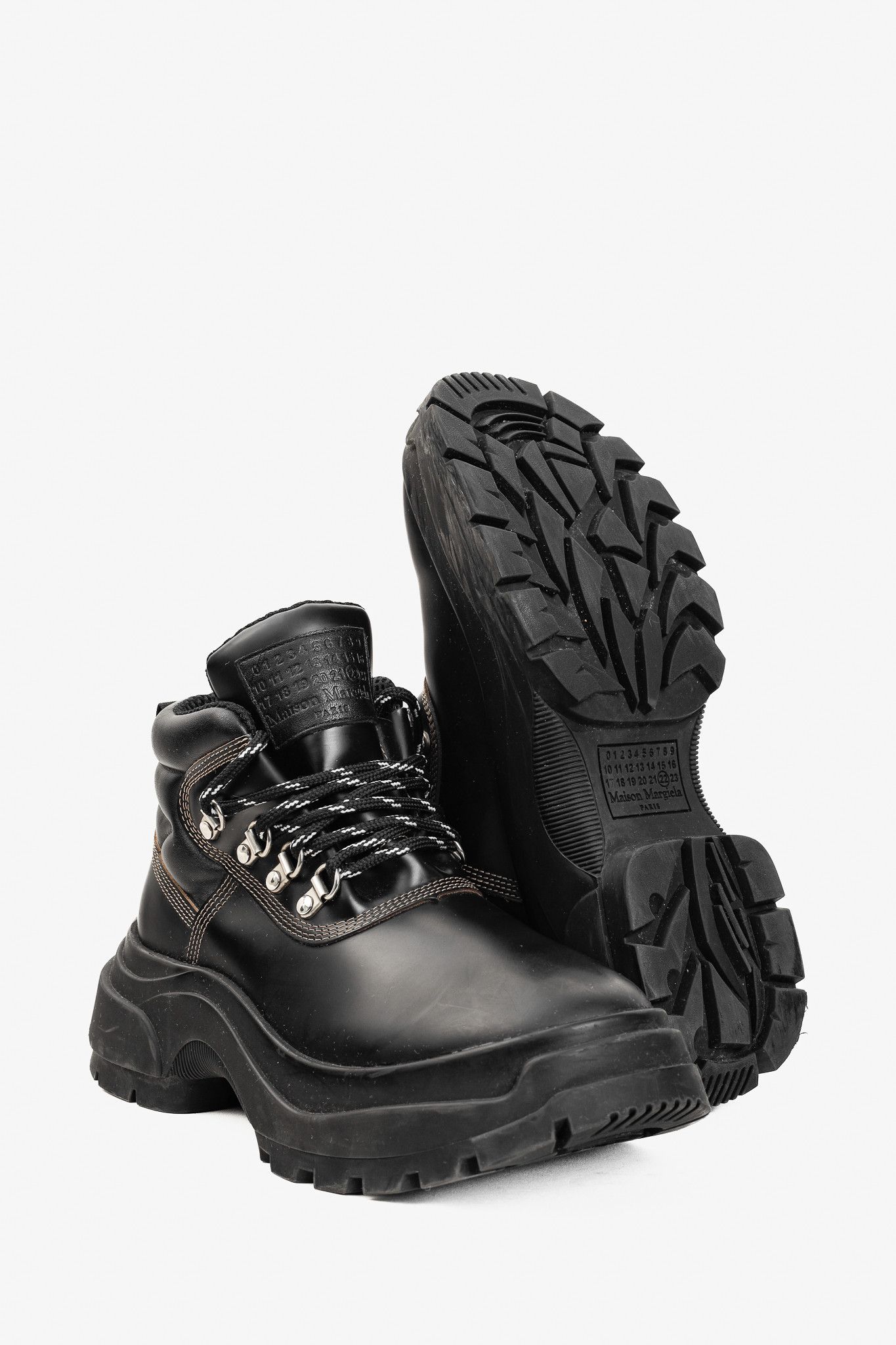Maison Margiela Maison Margiela Black Leather Lug Sole Hiking-Style Boots Size US 6.5 / IT 36.5 - 4 Thumbnail