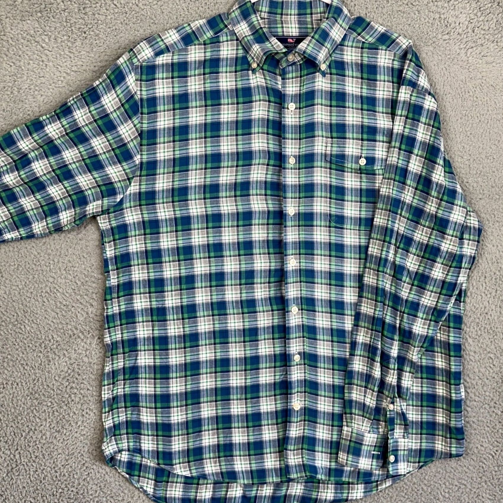 Vineyard Vines Vineyard Vines Crosby Button Down Plaid Shirt Mens Large Blue Green Long Sleeve Size US L / EU 52-54 / 3 - 2 Thumbnail