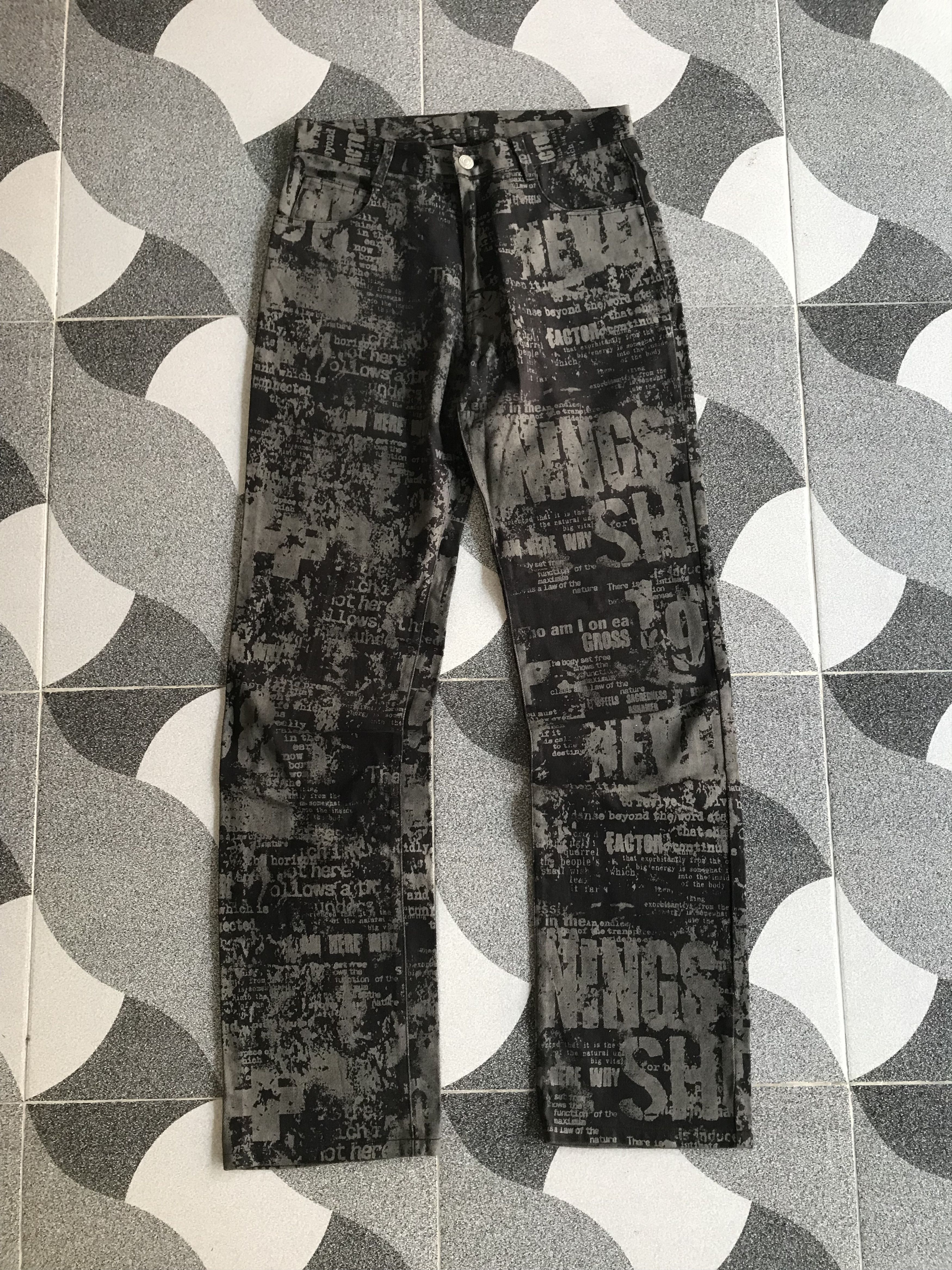 14th Addiction × 20471120 × Japanese Brand Y2K Berning-Sho Full Print Pants Size US 29 - 1 Thumbnail