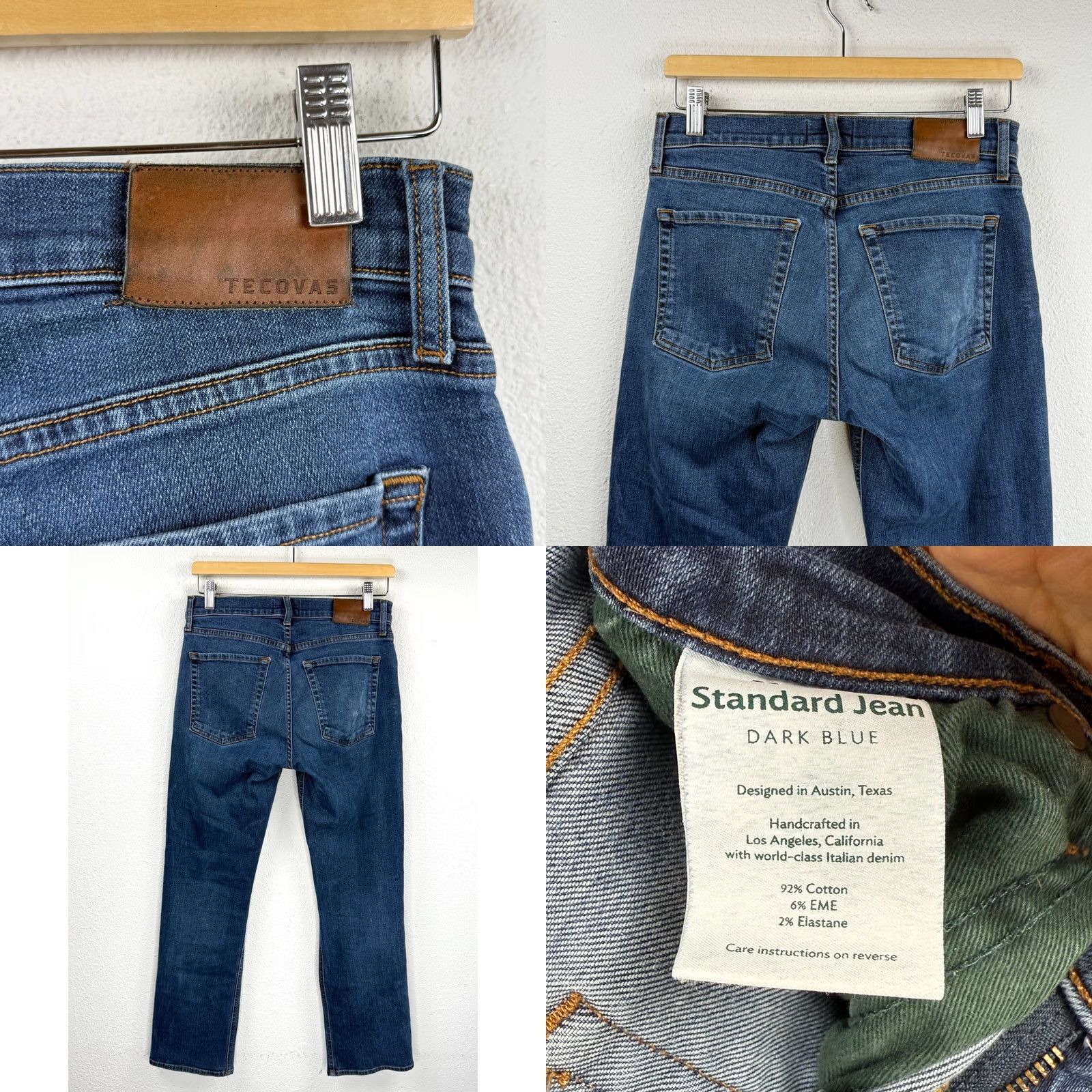 Tecovas Tecovas Jeans 28x28.5 Blue Denim Straight Leg Regular 5-Pocket Mens Jeans Size US 28 / EU 44 - 9 Thumbnail