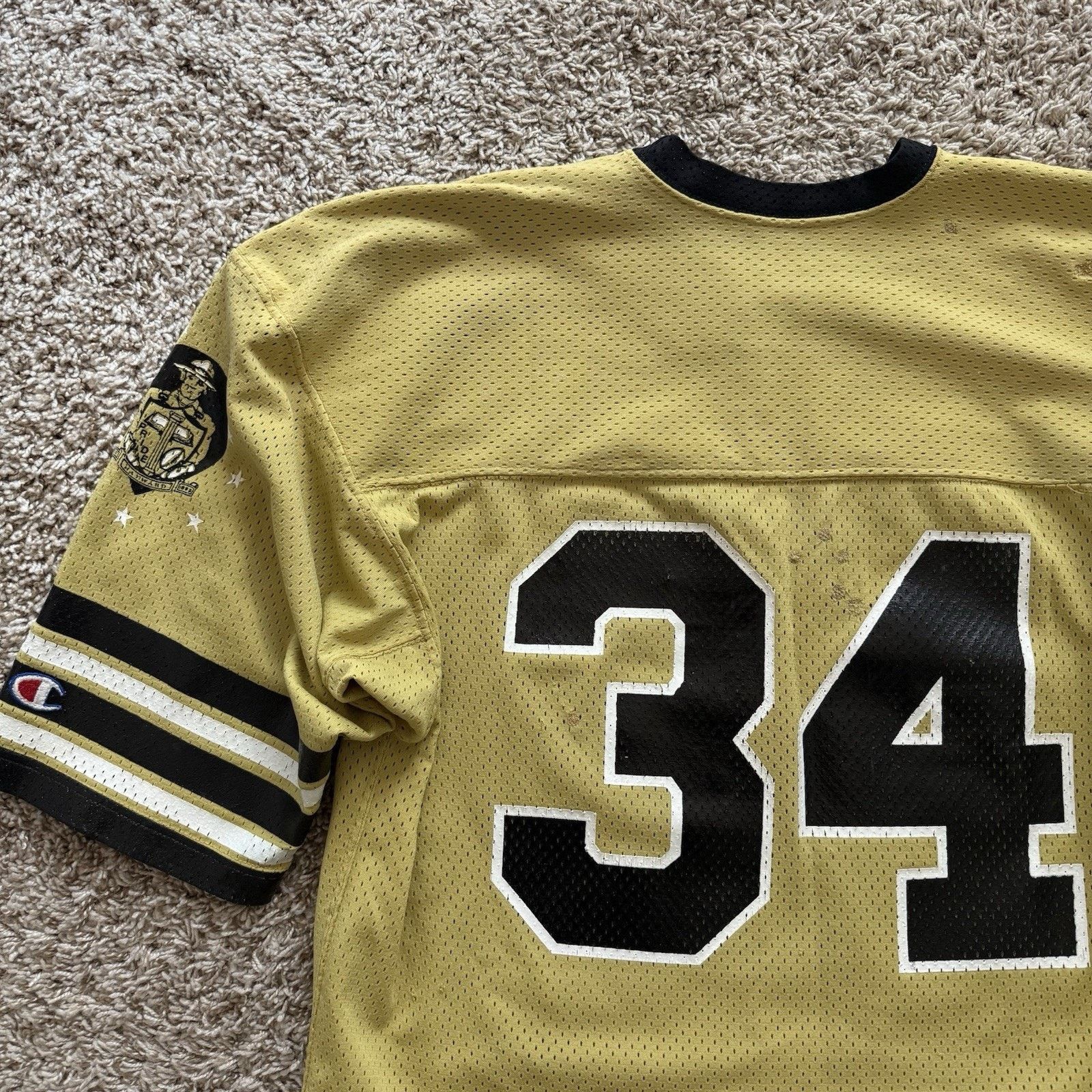 Champion × Vintage Vintage 80’s Champion Cropped Football Jersey Yellow Black Size US L / EU 52-54 / 3 - 8 Thumbnail