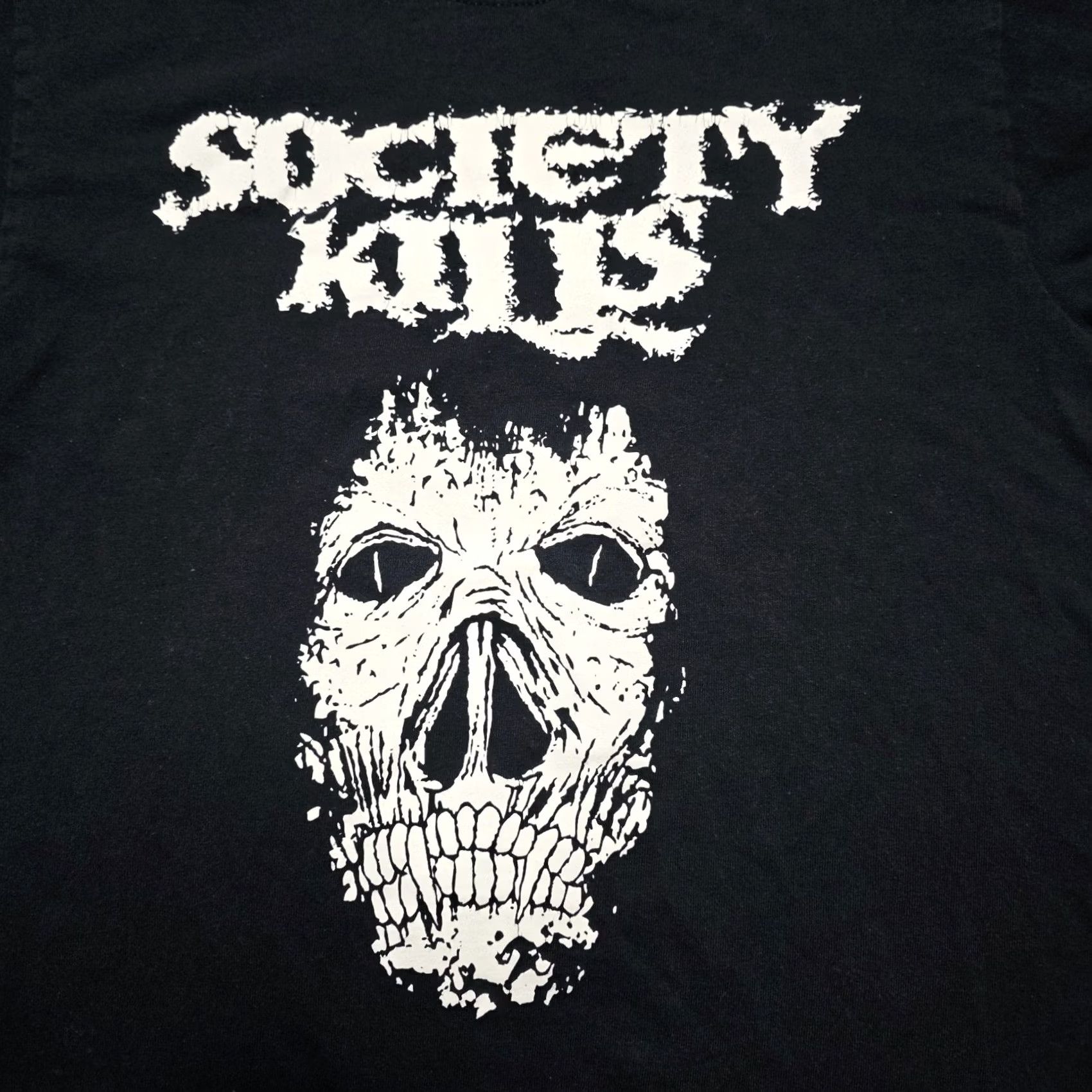 Gildan VINTAGE Society Kills Graphic T-Shirt Mens Size S Black Crew Neck Regular Cotton Graphic Print Band Size US S / EU 44-46 / 1 - 2 Thumbnail