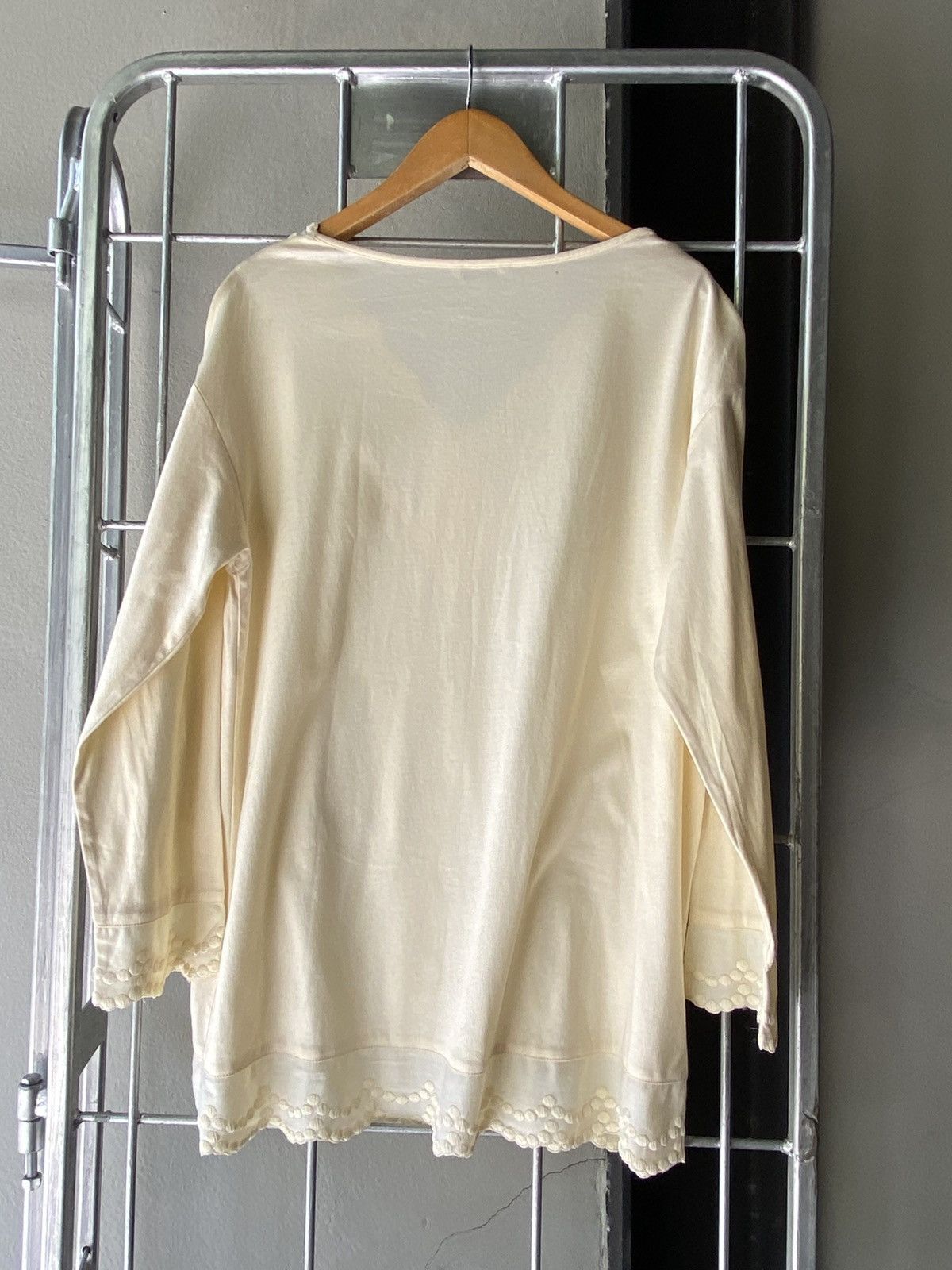 Dior Christian Dior Yellow Lace-Trim V-Neck Blouse Size M / US 6-8 / IT 42-44 - 6 Thumbnail
