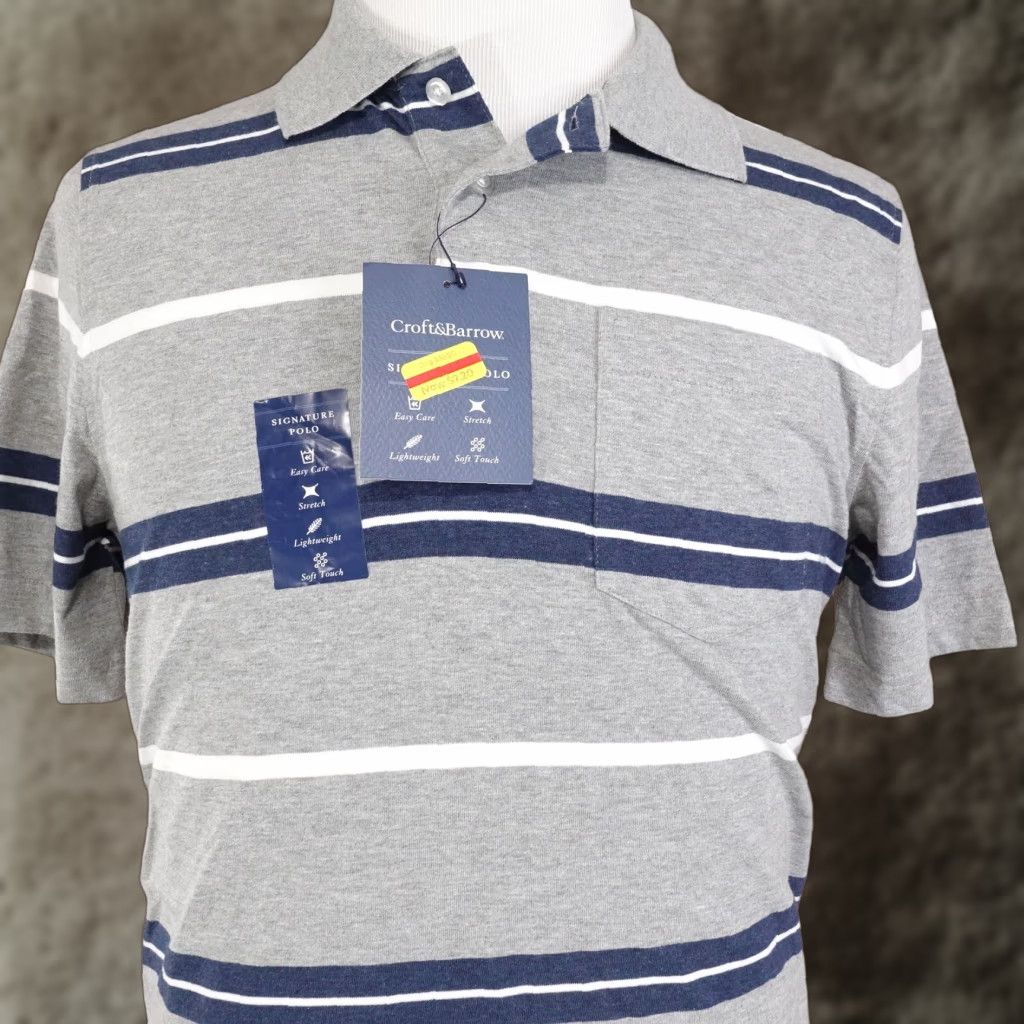 Croft & Barrow Vintage Croft & Barrow Short Sleeve Striped Polo Shirt Men Small Gray Casual Size US S / EU 44-46 / 1 - 1 Thumbnail