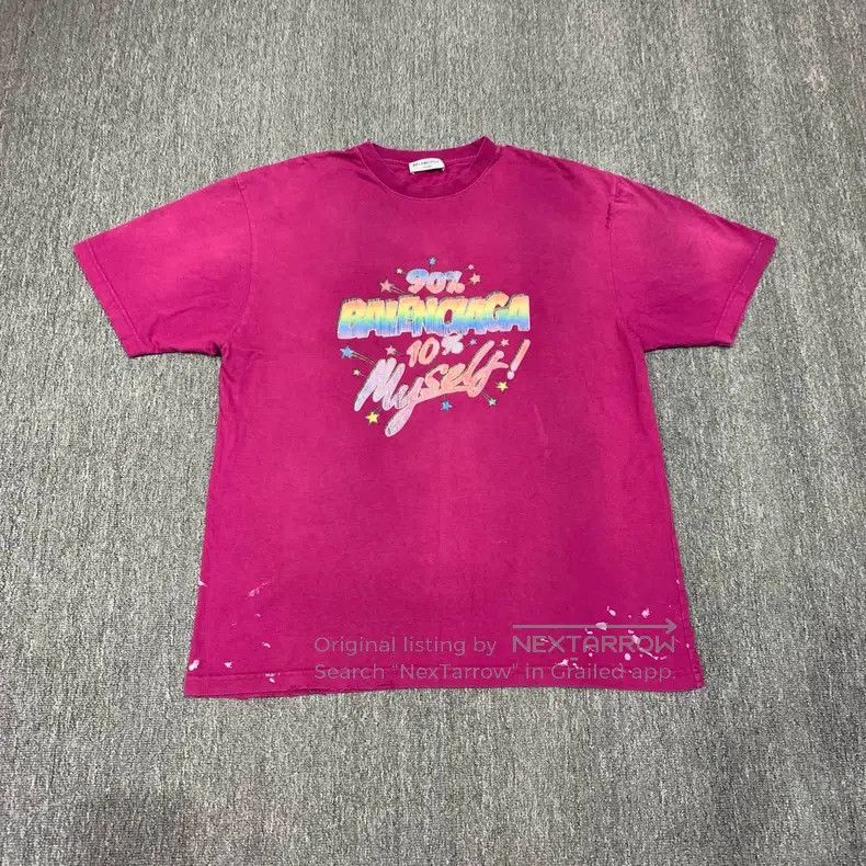 Balenciaga Balenciaga Pink Washed Destroyed Splash Short Sleeve Size US M / EU 48-50 / 2 - 1 Thumbnail