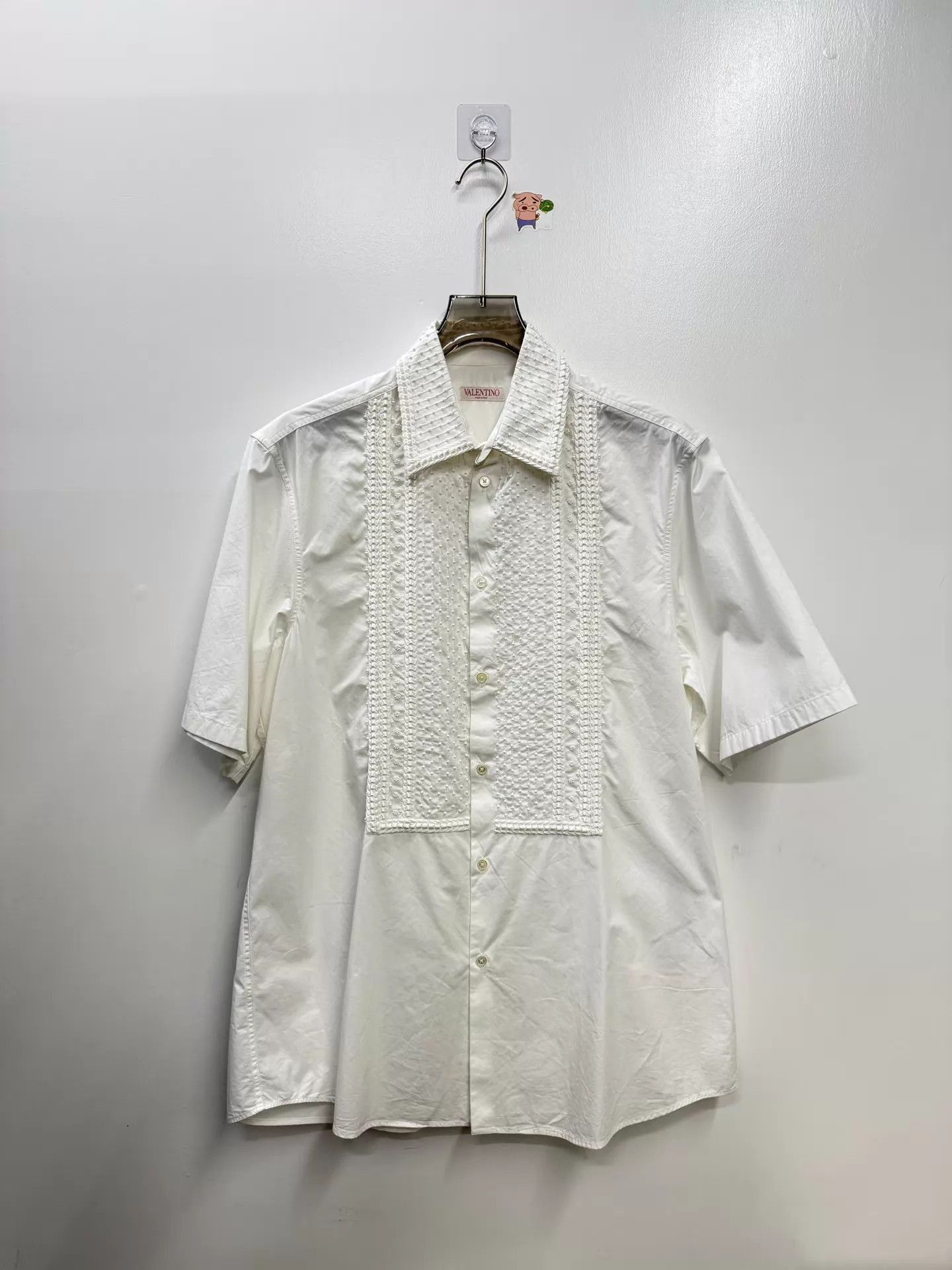 Valentino White Short Sleeve Button-Down Shirt Size US M / EU 48-50 / 2 - 1 Thumbnail