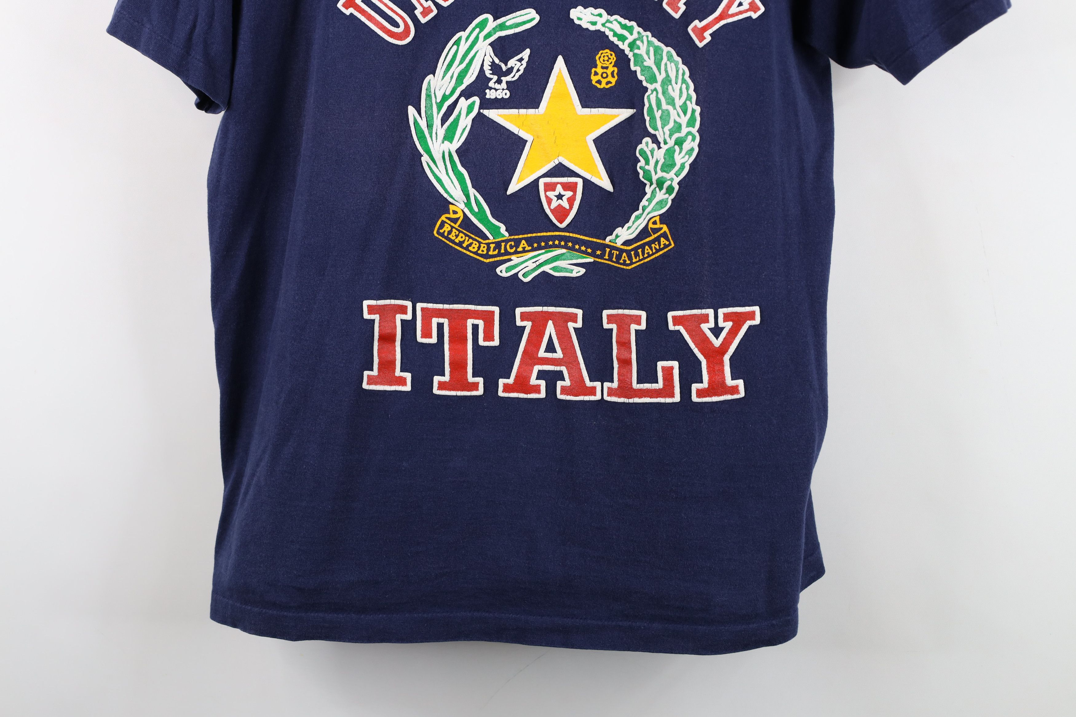 Vintage Vintage 90s Spell Out University of Italy T-Shirt Blue USA Size XL / US 12-14 / IT 48-50 - 3 Thumbnail
