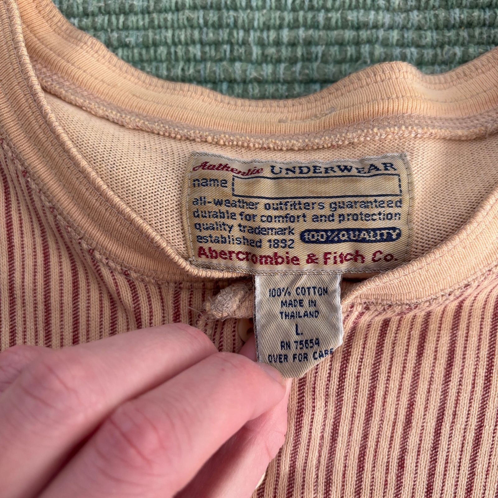 Abercrombie & Fitch 90s vintage abercombie & fitch striped cotton pajama shirt Size 44 - 3 Thumbnail