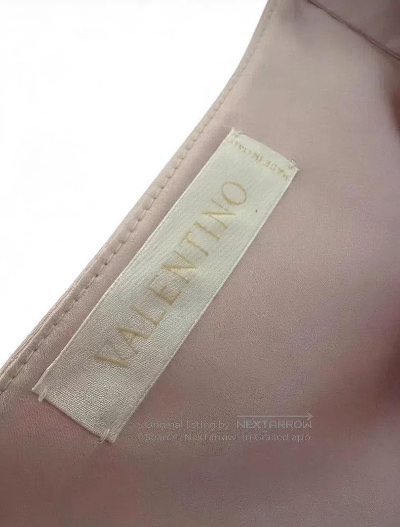 Valentino Valentino Pink diagonal ruffled square neck silk acetic dr Size L / US 10 / IT 46 - 3 Thumbnail