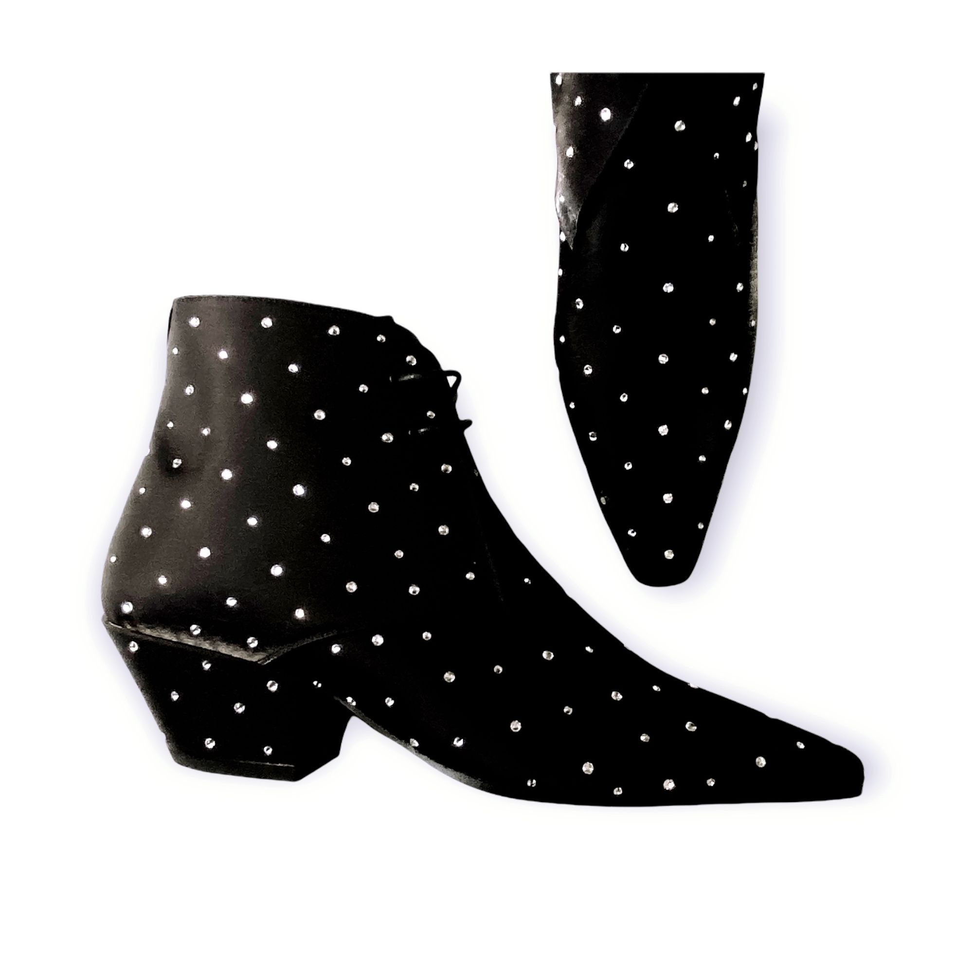 Saint Laurent Paris Saint Laurent A19 Belle Crystal Satin Ankle Boots 36 Size US 6 / IT 36 - 1 Thumbnail
