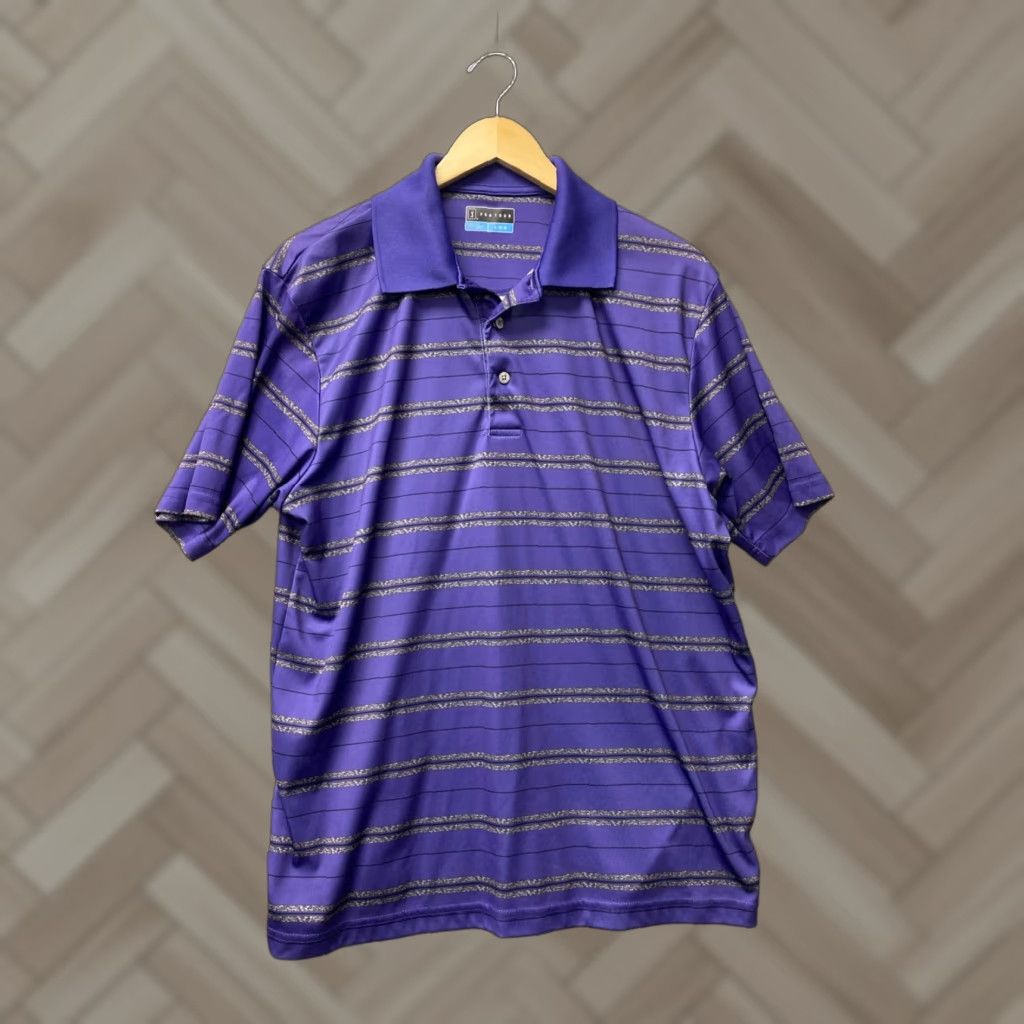 PGA Tour PGA TOUR Polo Shirt Mens L Blue All Over Print Geometric Pattern Golf Club Ball Athletic Shirt Pro Series Size US L / EU 52-54 / 3 - 1 Thumbnail