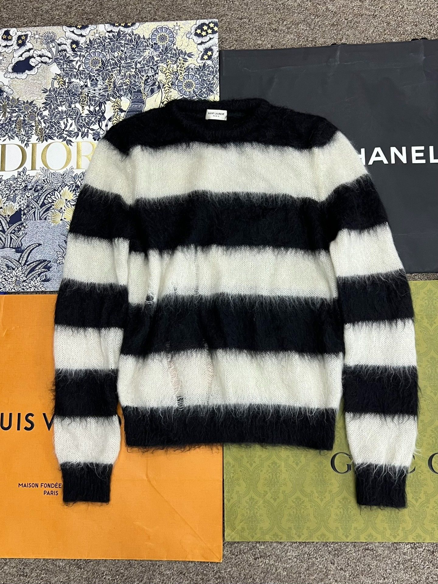 Saint Laurent Paris Saint Laurent Black White Mohair Sweater Size US M / EU 48-50 / 2 - 1 Thumbnail