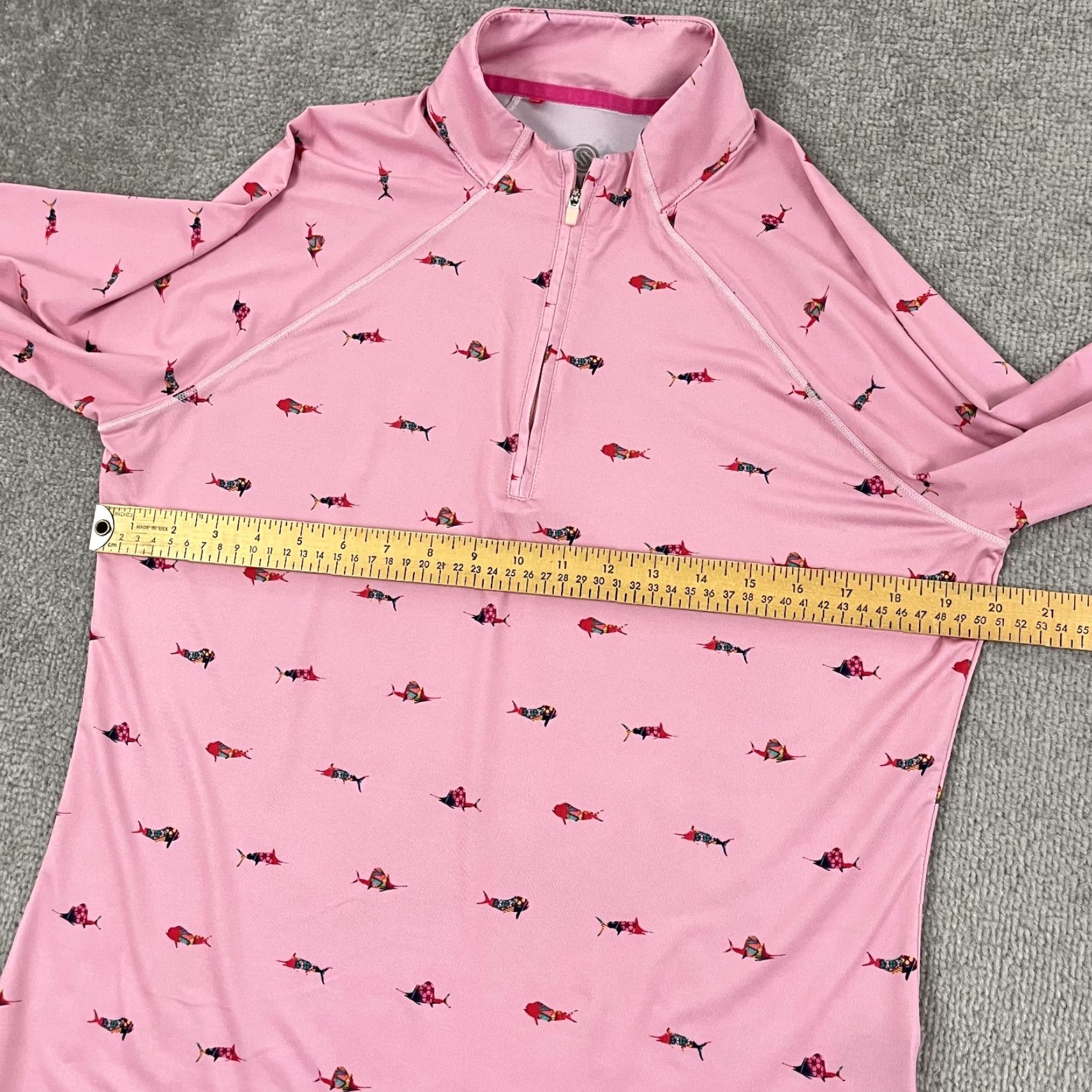 Vintage Scales Pullover Jacket Large Pink Trippy Fish Quarter Zip Fishing Stretch Breathable Hooded Lightweight Athletic Womens Size L / US 10 / IT 46 - 6 Thumbnail