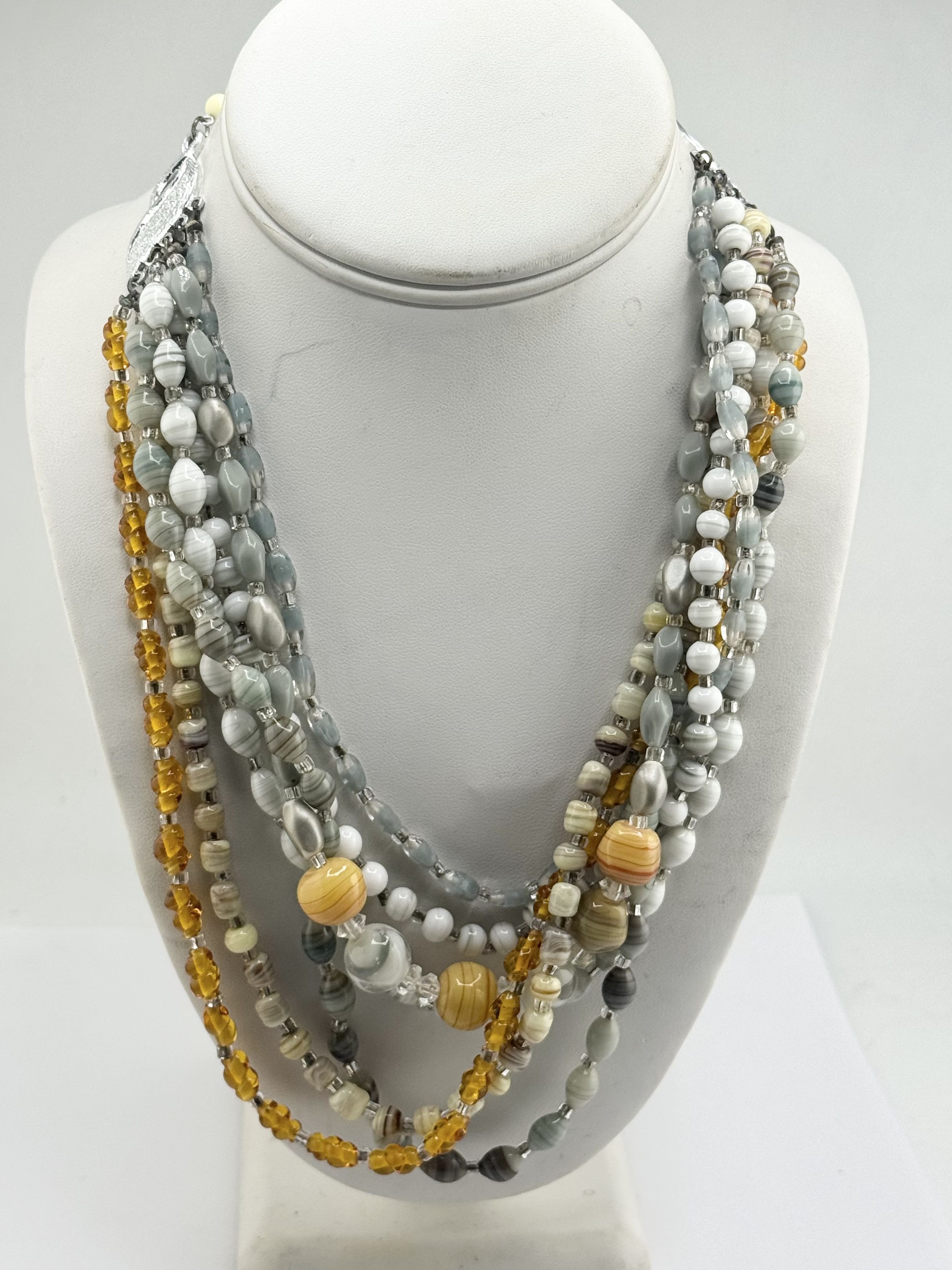 Vintage Vintage glass multi chain beaded collar necklace Size ONE SIZE - 5 Thumbnail