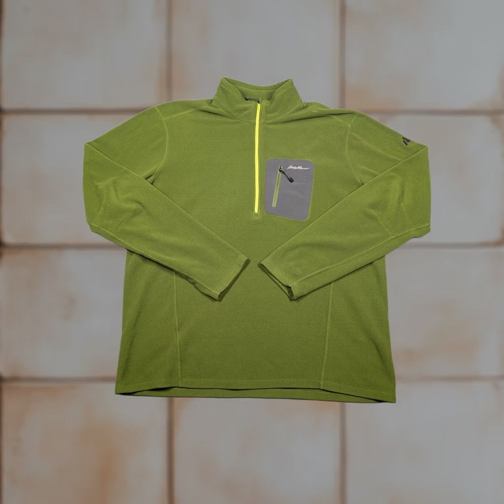 Eddie Bauer Eddie Bauer Pullover Mens XLT Green Fleece 1/4 Zip Raglan Sleeves Hiking Pocket Chest Mock Neck Deer? Size US XL / EU 56 / 4 - 1 Thumbnail