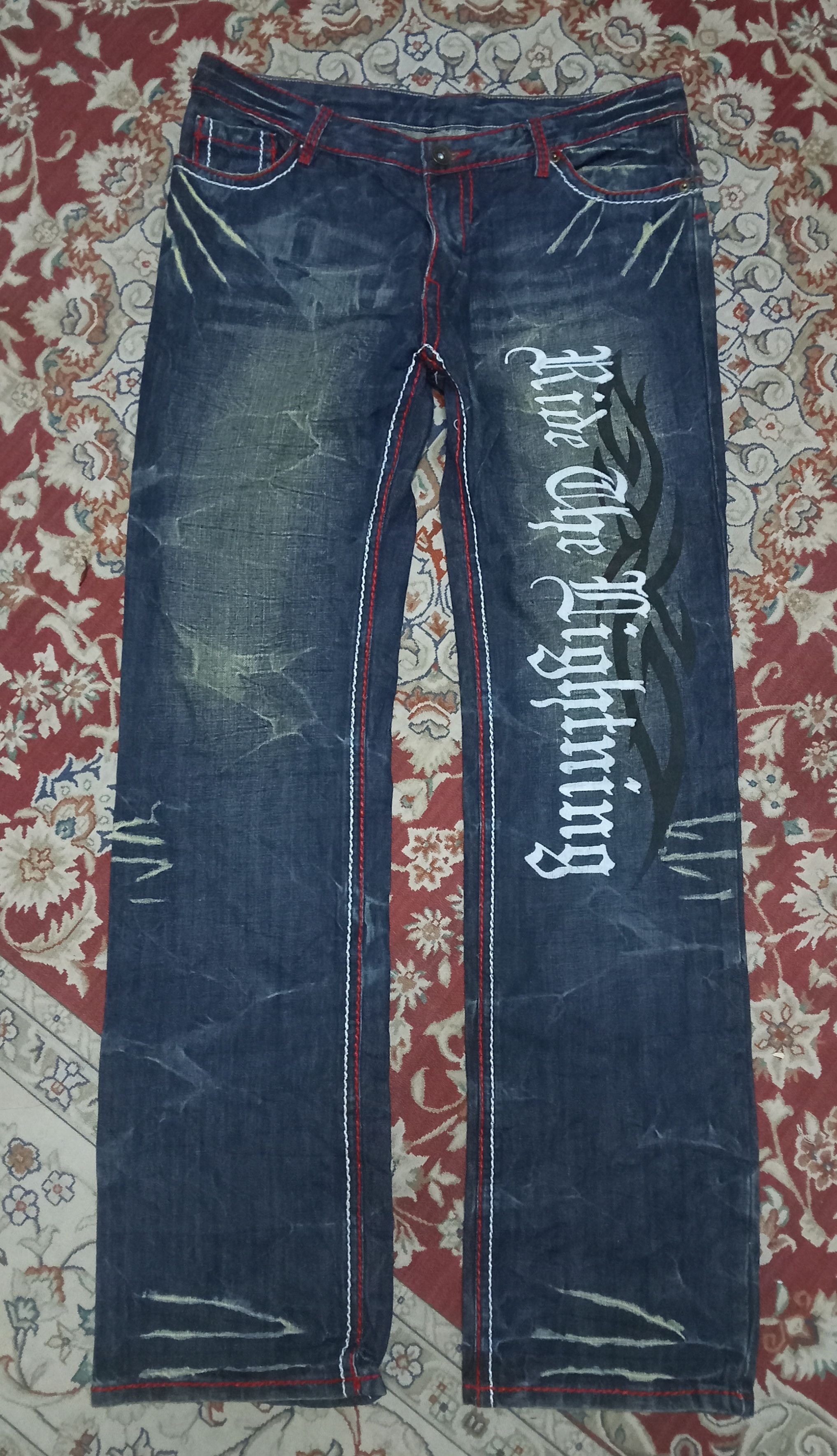 Japanese Brand Agate Label Ride The Lightning Rare Design Jeans Size US 34 / EU 50 - 1 Thumbnail