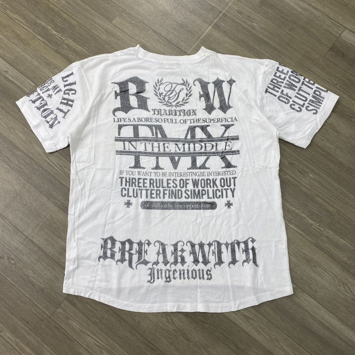 If Six Was Nine 2000s Remak Gear Tribal Poem Skulls Cross Gothic Y2K Tshirt Size US XL / EU 56 / 4 - 2 Thumbnail