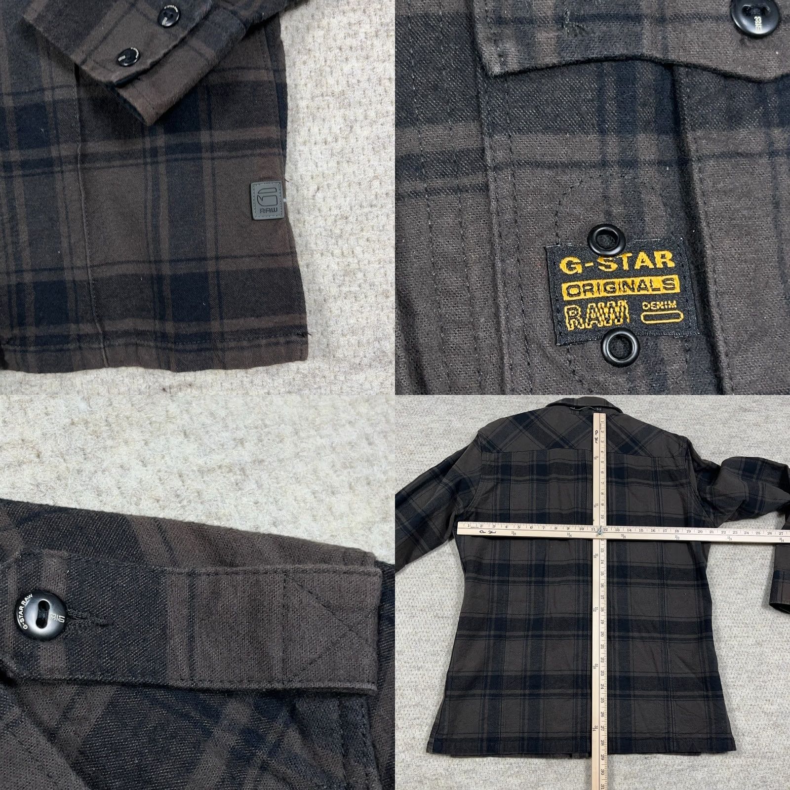 G-Star G Star Raw Shacket Men XL Black Gray Plaid Heavy Flannel Shirt Jacket Full Zip Size US XL / EU 56 / 4 - 8 Thumbnail