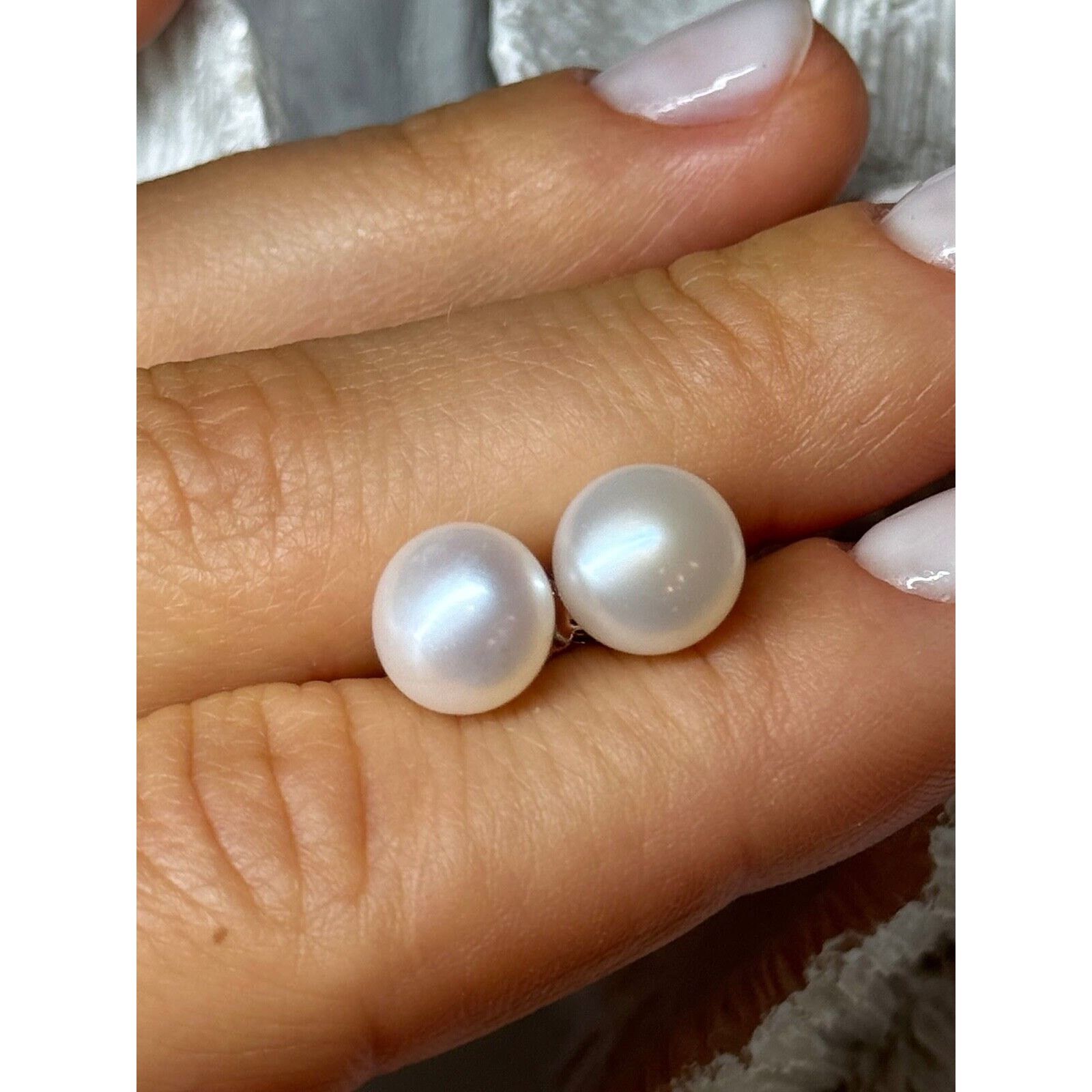Jewelry 925 STERLING SILVER FRESH WATER PEARL EARRINGS LENGTH 0.35 Size ONE SIZE - 10 Thumbnail