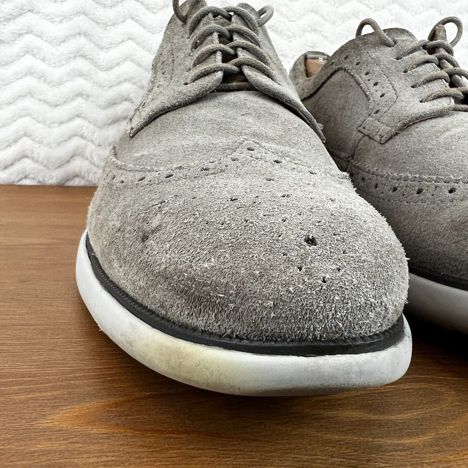 Geox Geox Mens Winfred Suede Shoes Gray Wingtip Brogues 42 US 9 Size US 9 / EU 42 - 8 Thumbnail