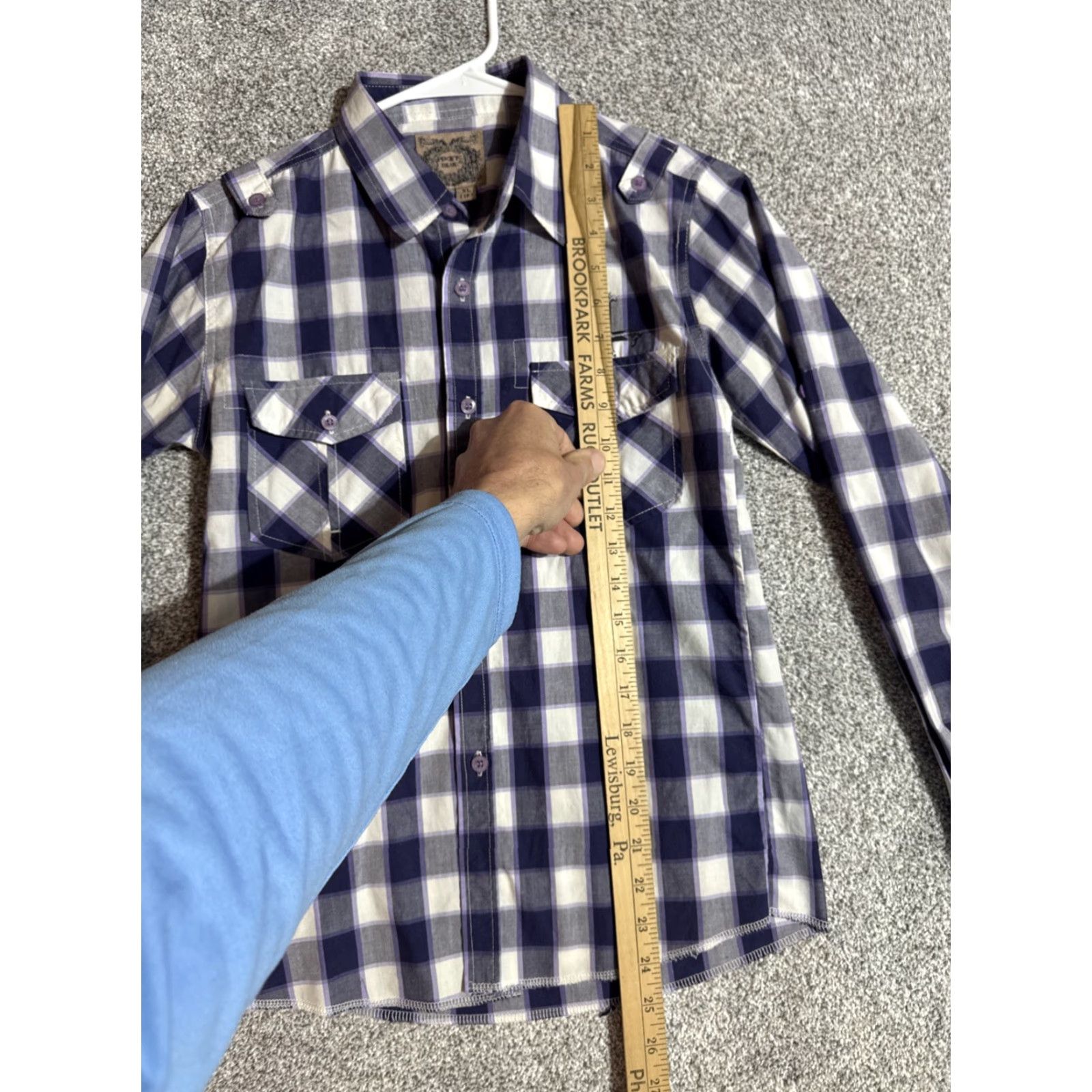 Vintage Pacific Blue Shirt Womens XL Purple Western Plaid Rocker Tattoo Punk Y2K Look Button Up Size XL / US 12-14 / IT 48-50 - 2 Thumbnail