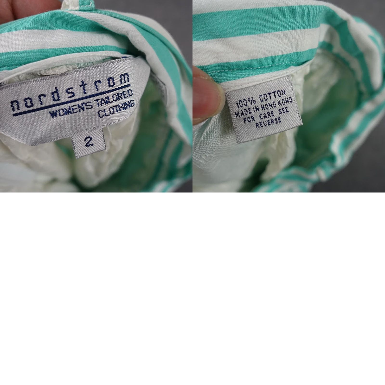 Nordstrom VINTAGE Nordstrom Skirt Womens 2 Teal White Stripe Pleated Midi Lined Pockets Size 26" / US 2 / IT 38 - 9 Thumbnail