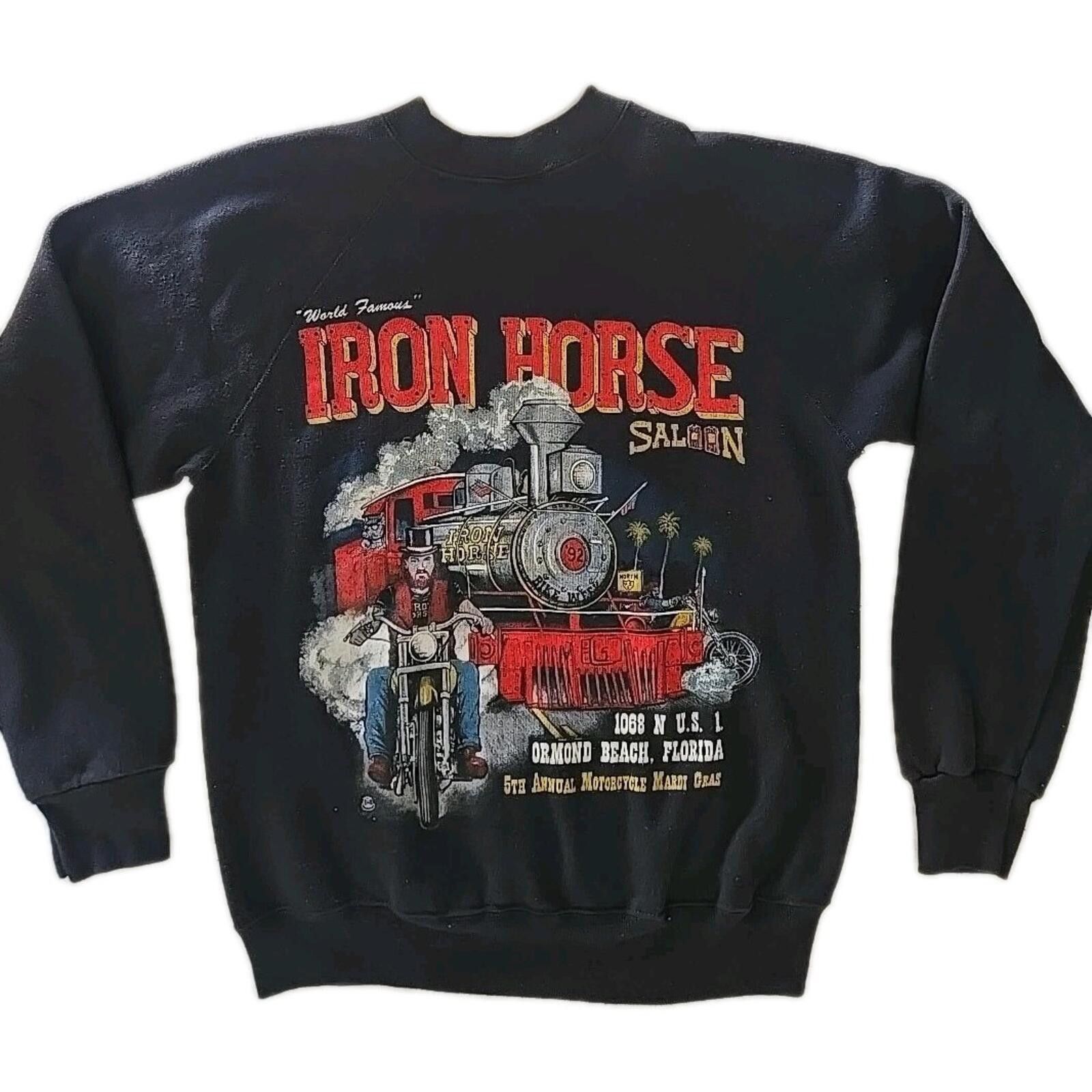 Tultex Vintage 90s Iron Horse Saloon Sweatshirt Motorcycle sz S Size US S / EU 44-46 / 1 - 1 Thumbnail
