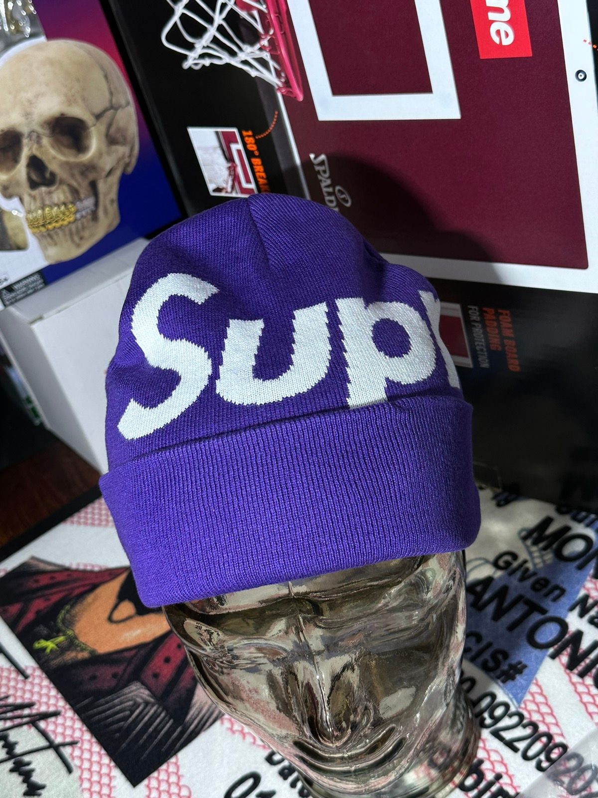 Pre-owned Supreme Big Logo Beanie In Purple