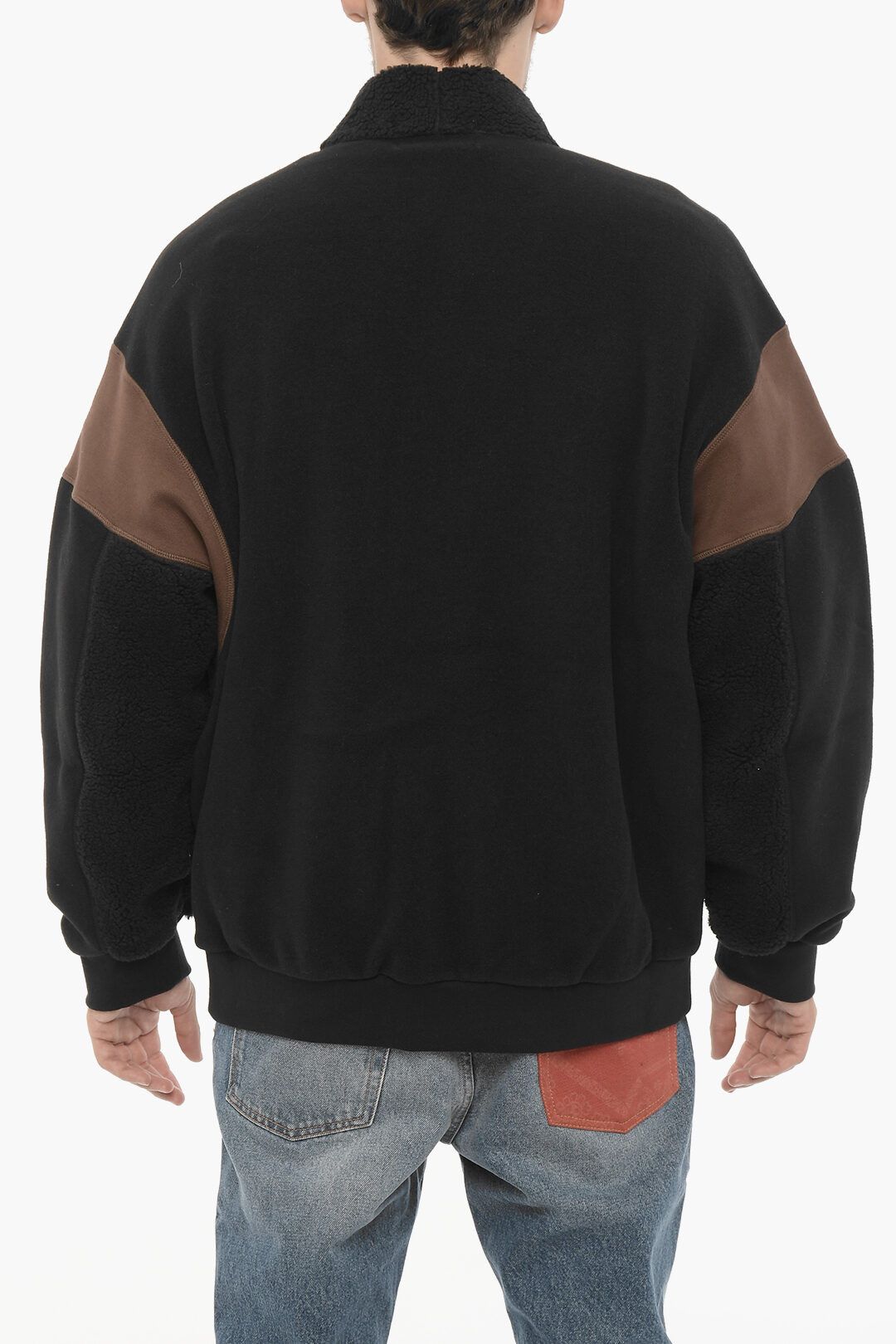 Ambush Design og1mm0925 Fleeced Two-Tone Kimono Sweatshirt in Brown/Black Size US XXS / EU 40 - 2 Thumbnail