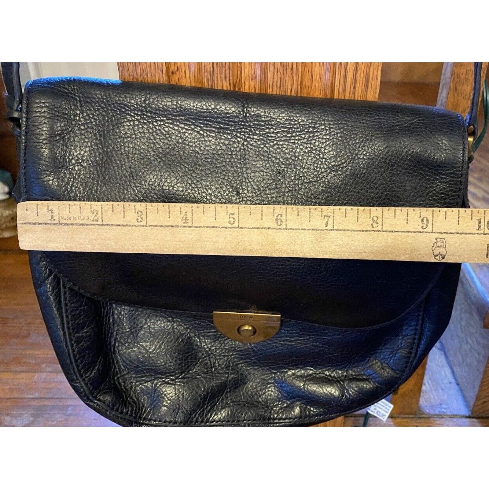 Fossil VTG Fossil Saddle Flap Soft Leather Bag Womens Handbag Black Size ONE SIZE - 10 Thumbnail