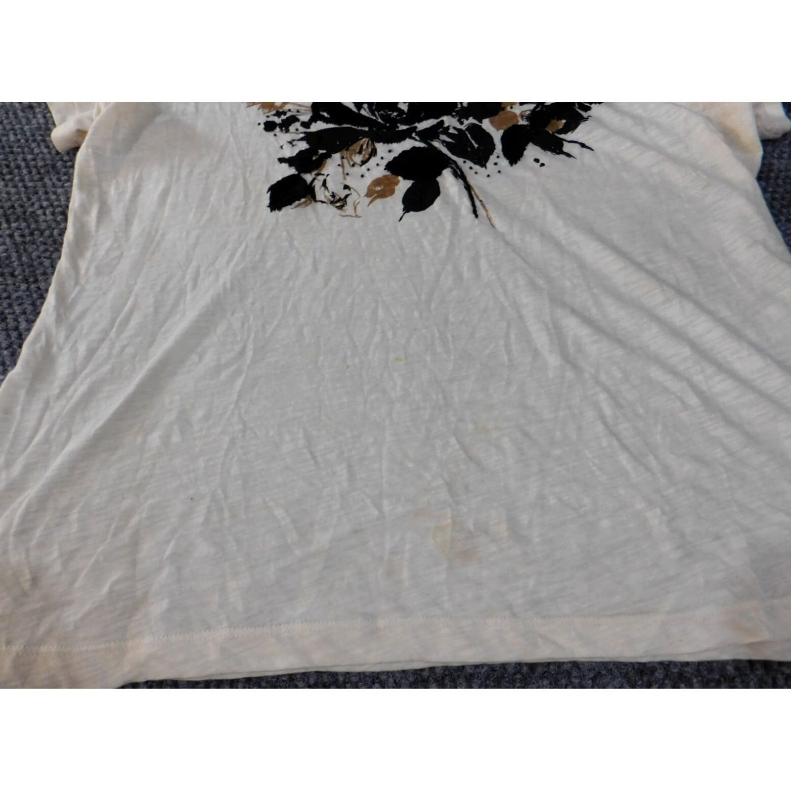 Talbots Talbots Blouse 1X Women Beige Floral Cotton Rayon Short Sleeve Pullover Round Neck Casual Classic Graphic Size XL / US 12-14 / IT 48-50 - 4 Thumbnail