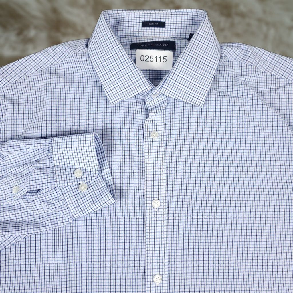 Tommy Hilfiger Tommy Hilfiger Shirt Mens Large Blue Plaid Casual Button Up Long Sleeve Size US L / EU 52-54 / 3 - 1 Thumbnail