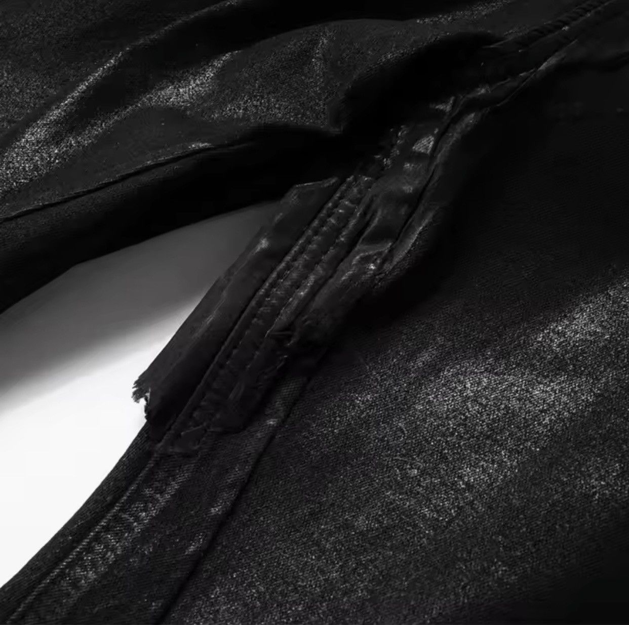 Japanese Brand × Jean Streetwear Wax Leather Stretch Hombre Baggy Flare Pants Size US 30 / EU 46 - 8 Thumbnail