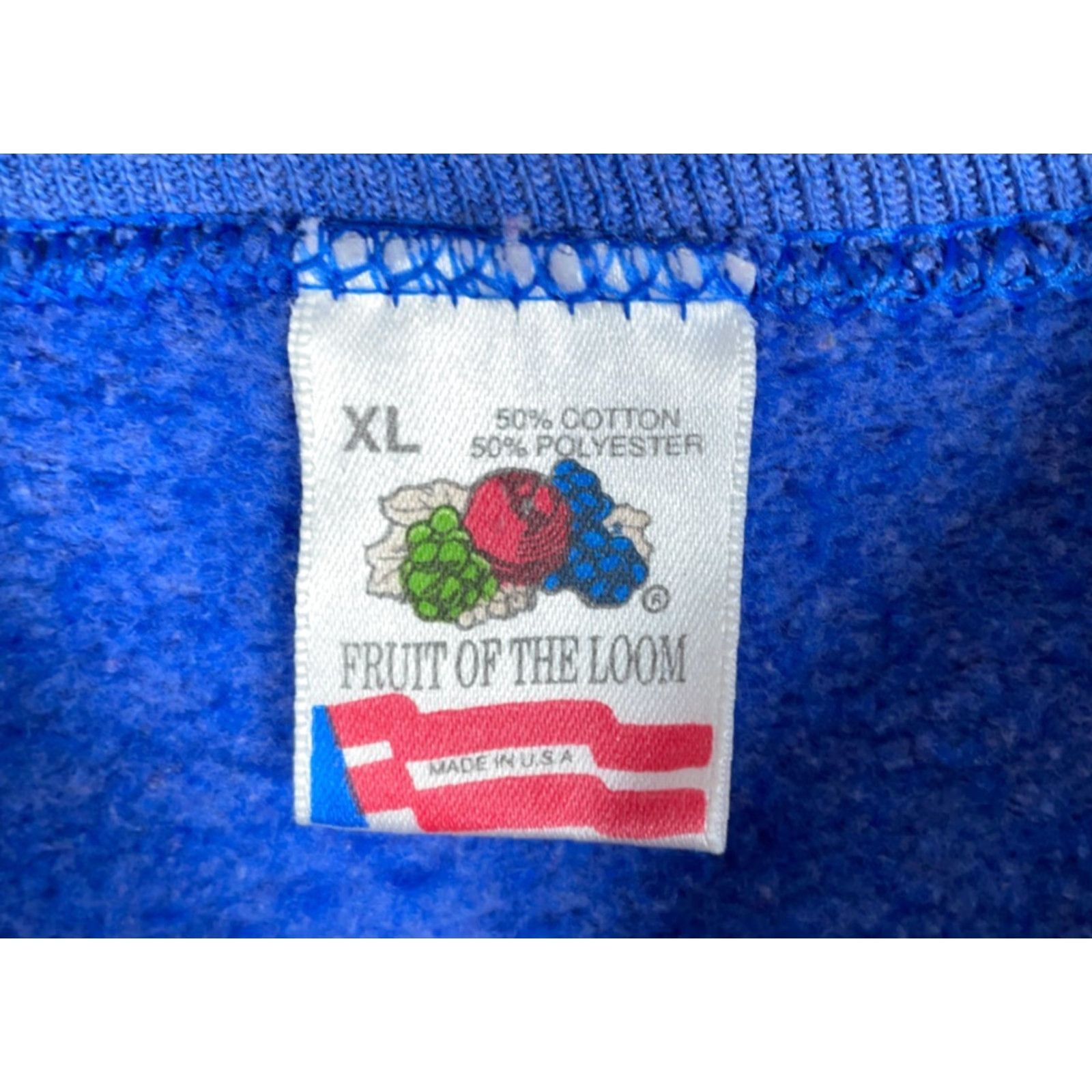 Fruit Of The Loom VINTAGE Fruit of the Loom Sweatshirt XL Blue Raglan Sleeves 50/50 80s Retro Crew Neck Men Size US XL / EU 56 / 4 - 3 Thumbnail
