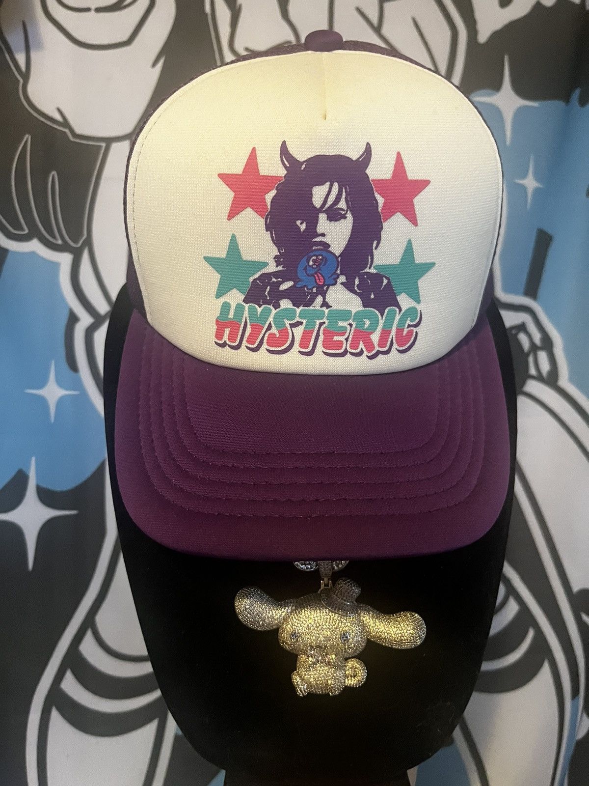 image of Hysteric Glamour X Tokyovitamin Trucker Hat in Purple, Men's
