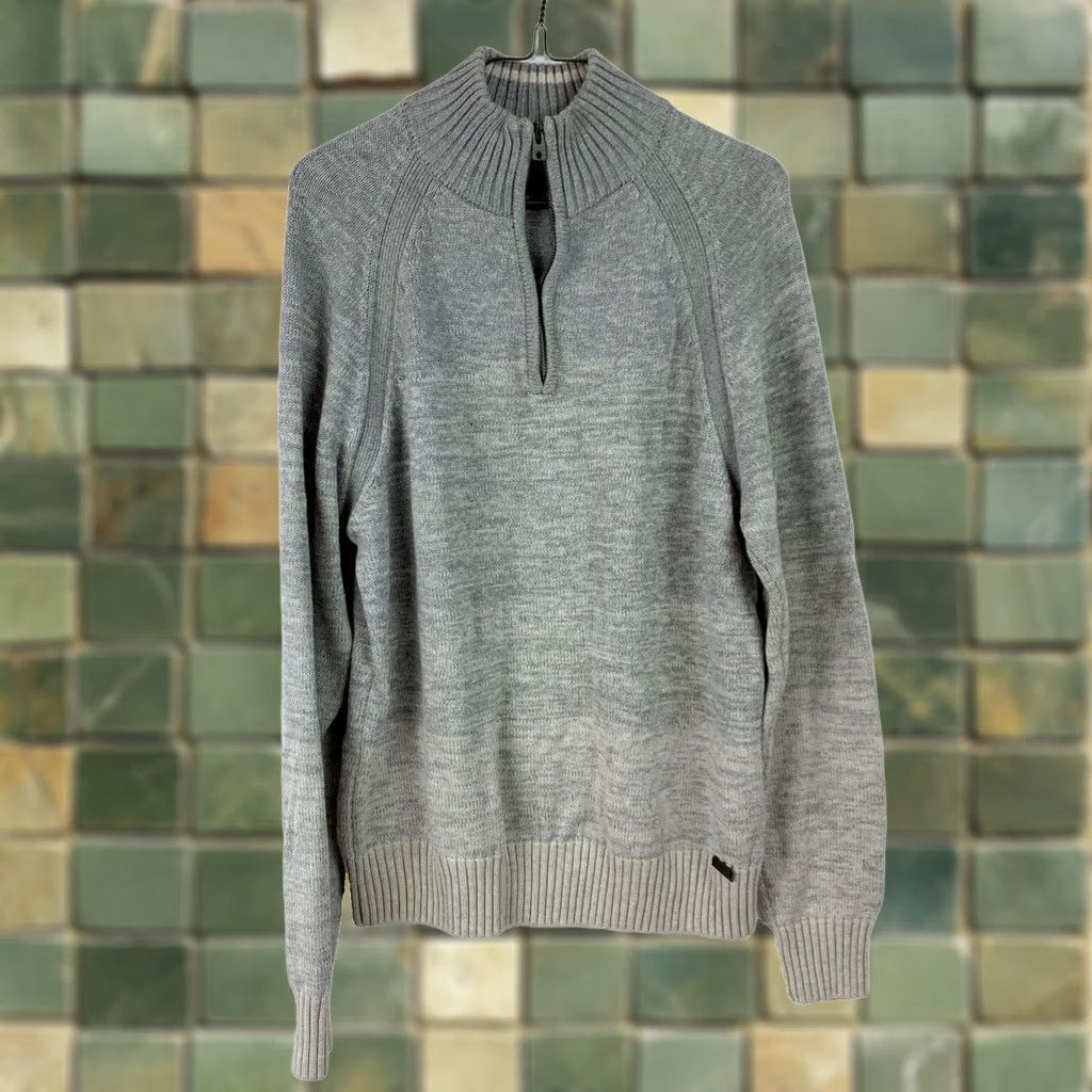 Vintage Buckle Sweater Gray Quarter Zip Medium Size US M / EU 48-50 / 2 - 1 Thumbnail